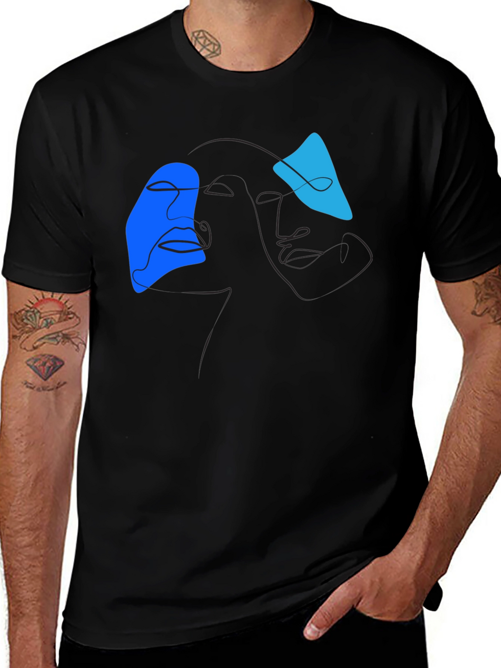 Abstract Line Art Graphic Tee - Modern Black T-Shirt