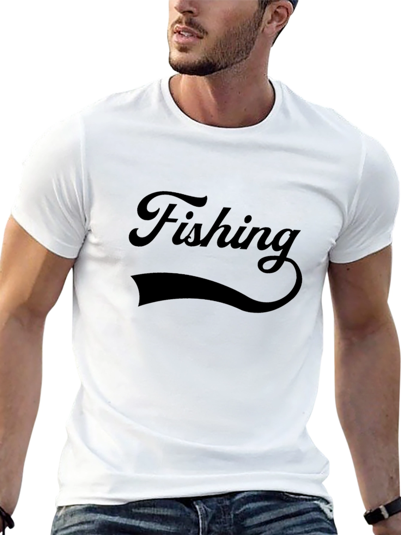Fishing Graphic T-Shirt - Black Soft Cotton