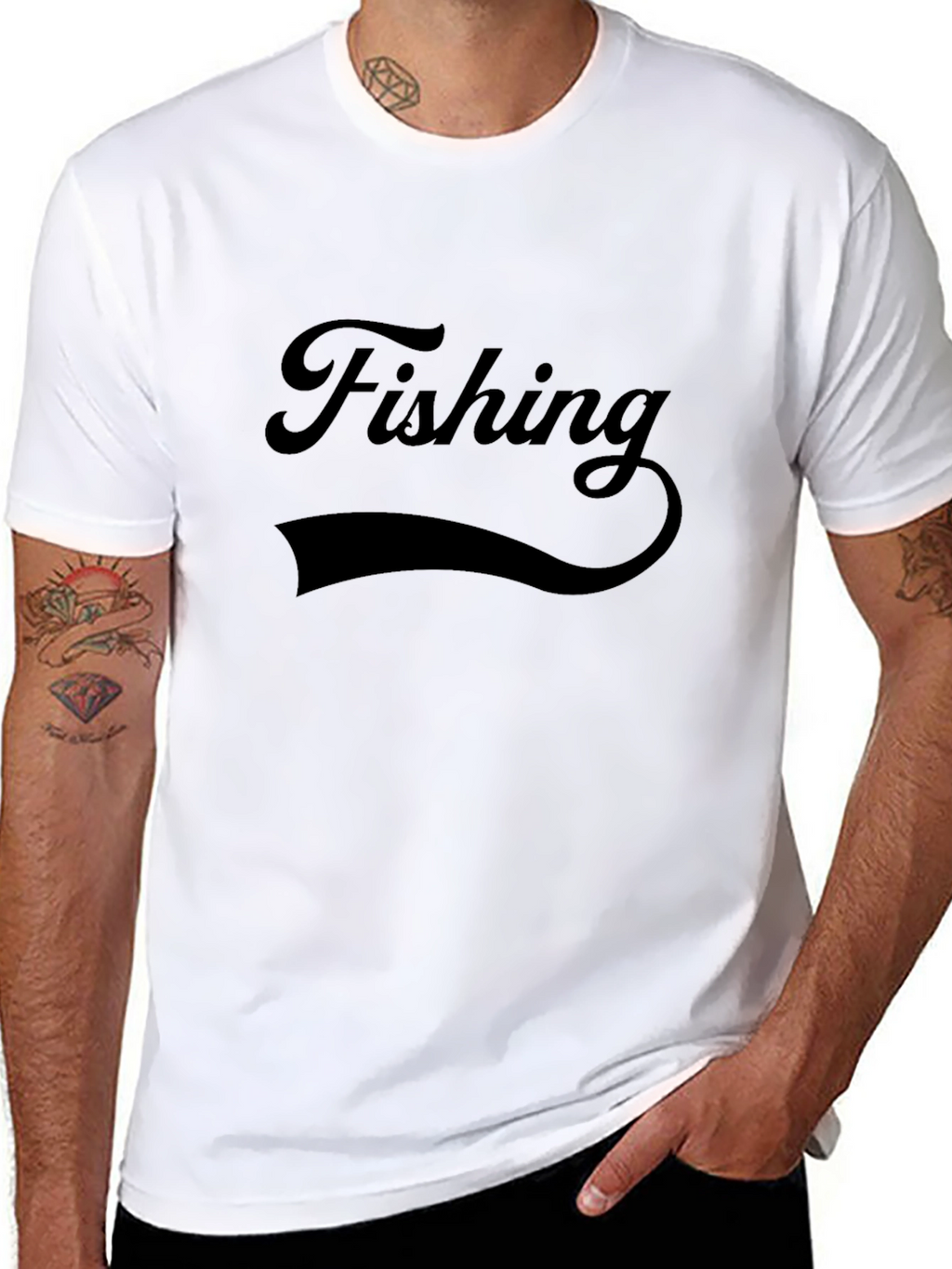 Fishing Graphic T-Shirt - Black Soft Cotton