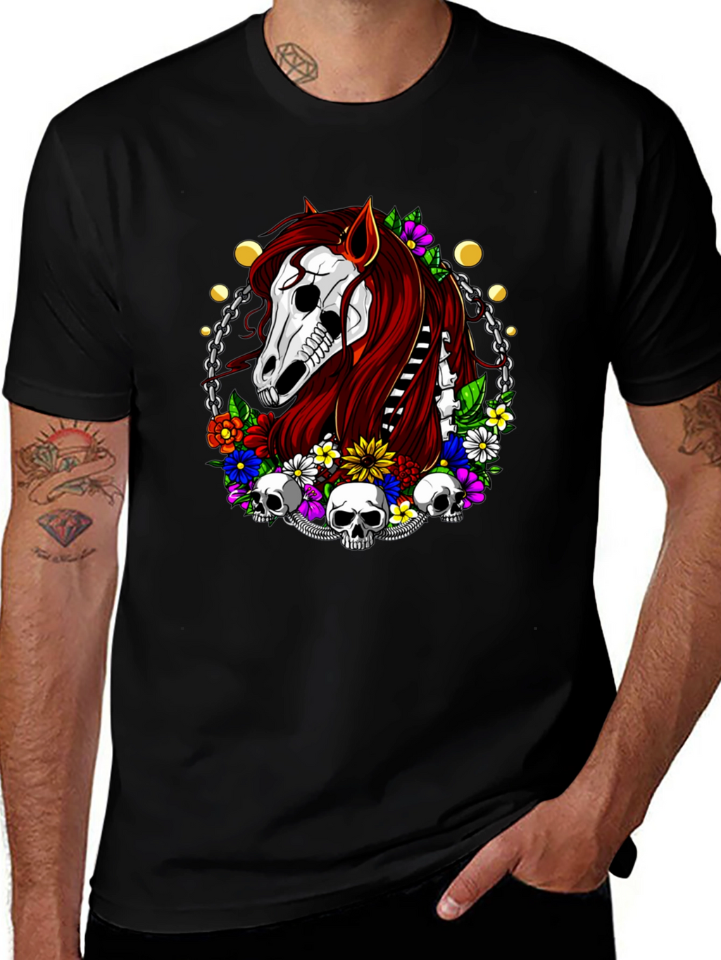 Skull Horse Graphic T-Shirt - Edgy Style
