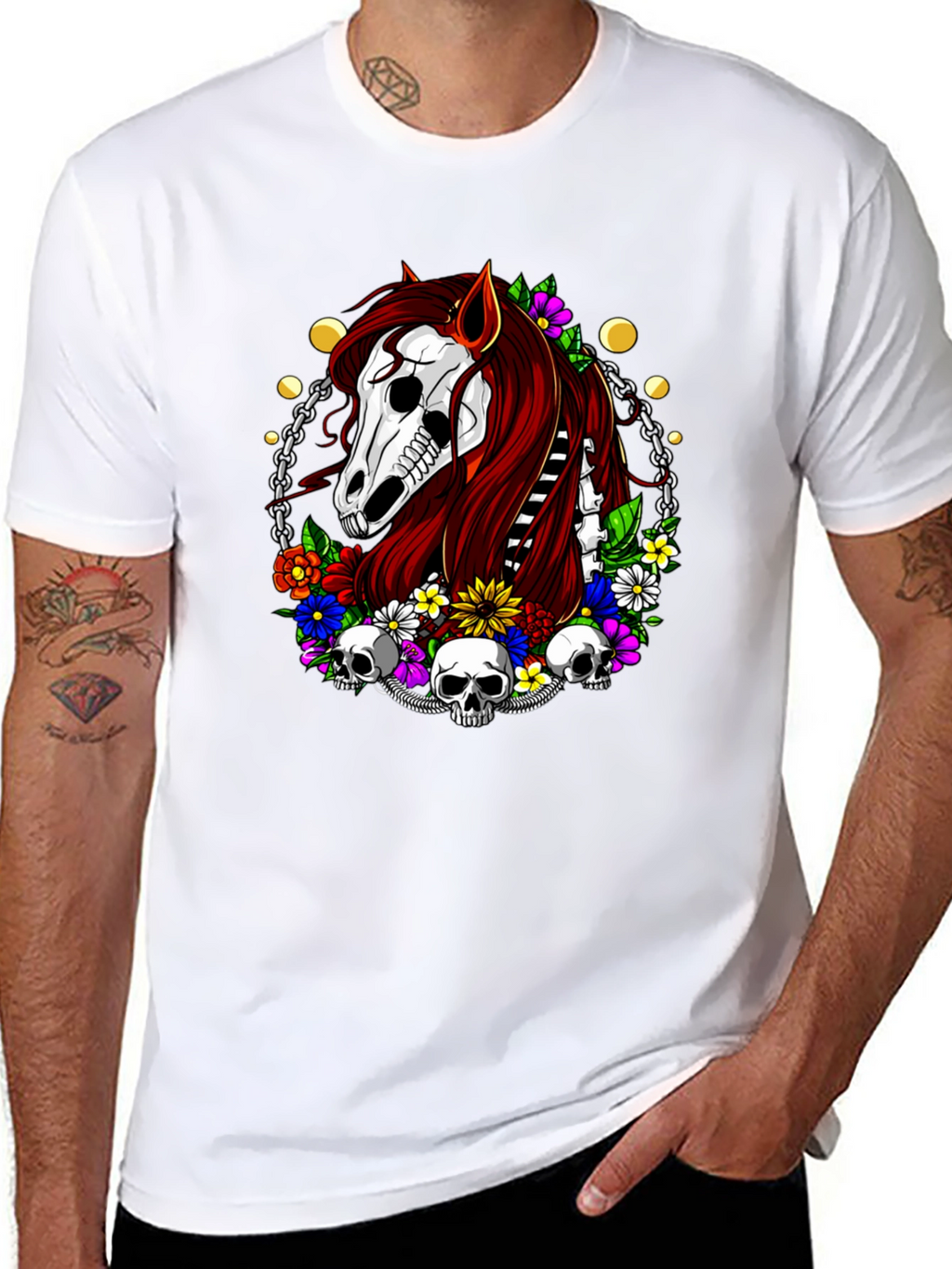Skull Horse Graphic T-Shirt - Edgy Style