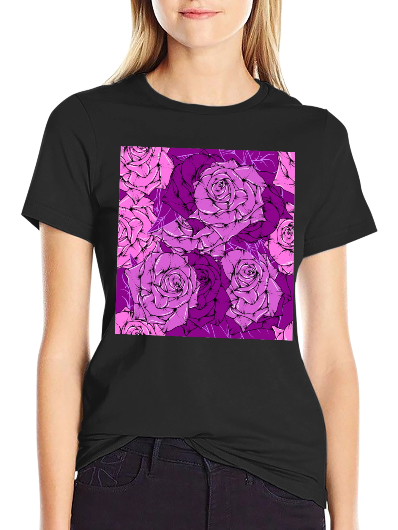 Floral Rose Print Tee - Stylish & Unique Design