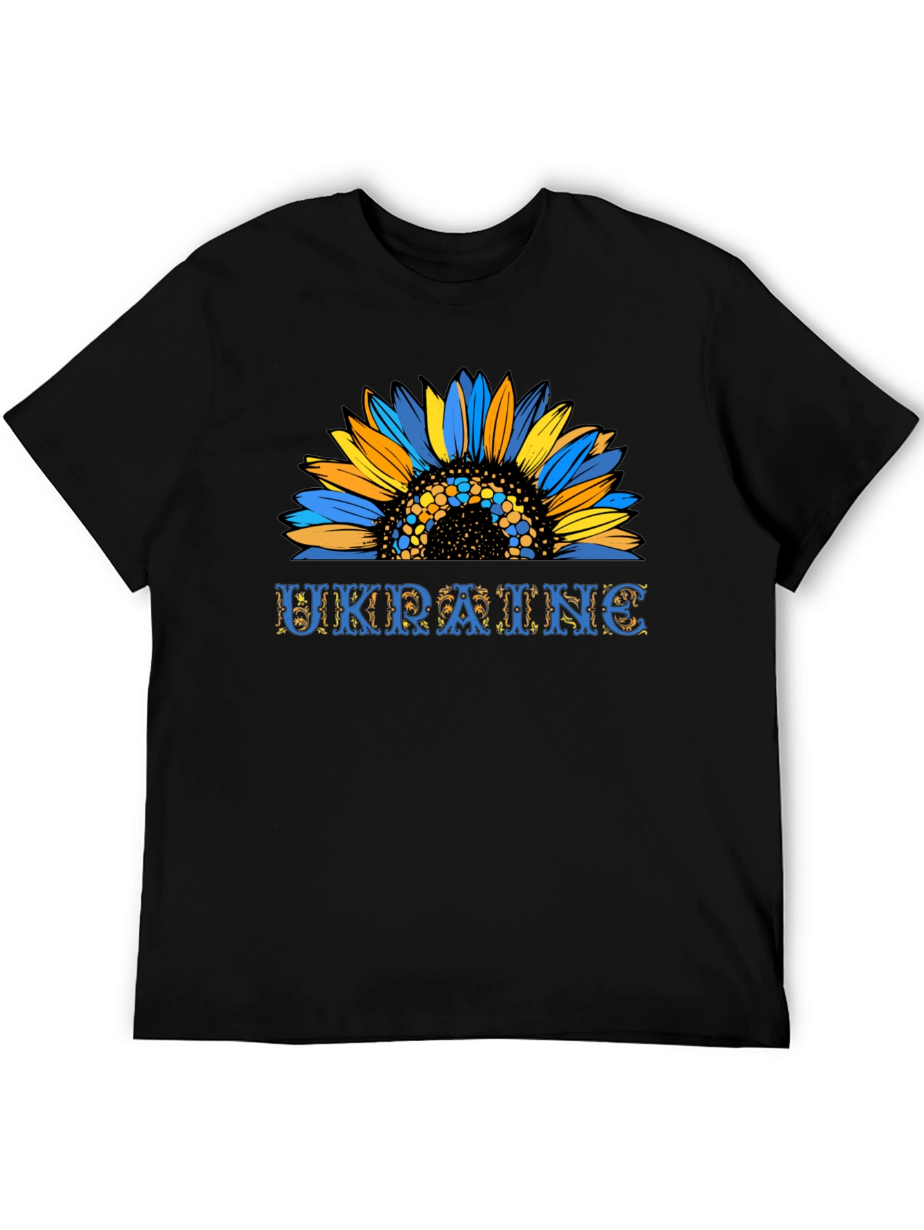 Ukraine Sunflower Graphic T-Shirt - Black