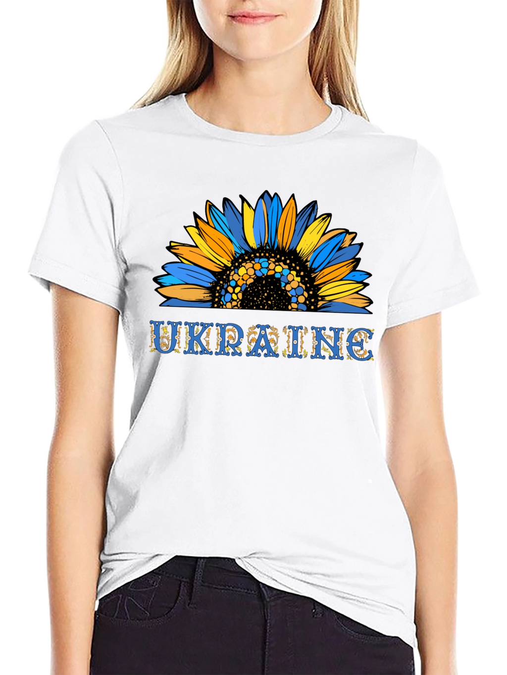 Ukraine Sunflower Graphic T-Shirt - Black