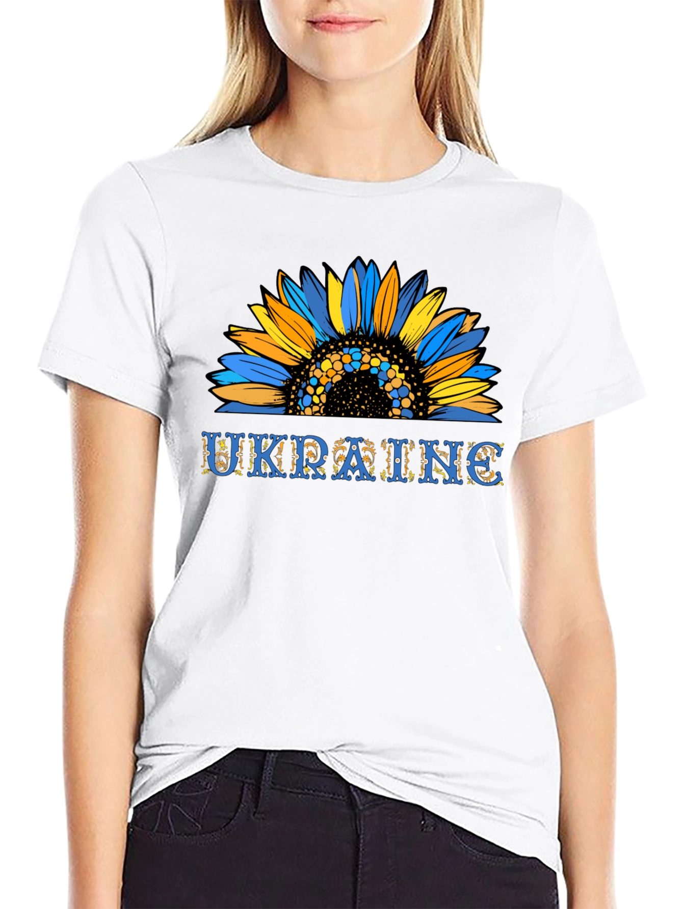 Ukraine Sunflower Graphic T-Shirt - Black