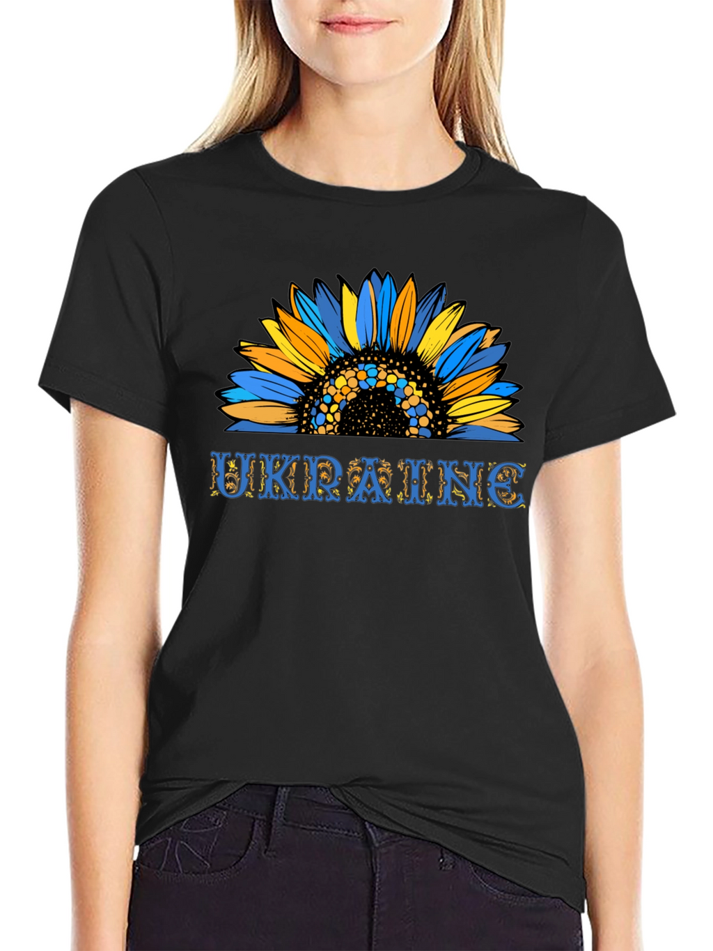 Ukraine Sunflower Graphic T-Shirt - Black