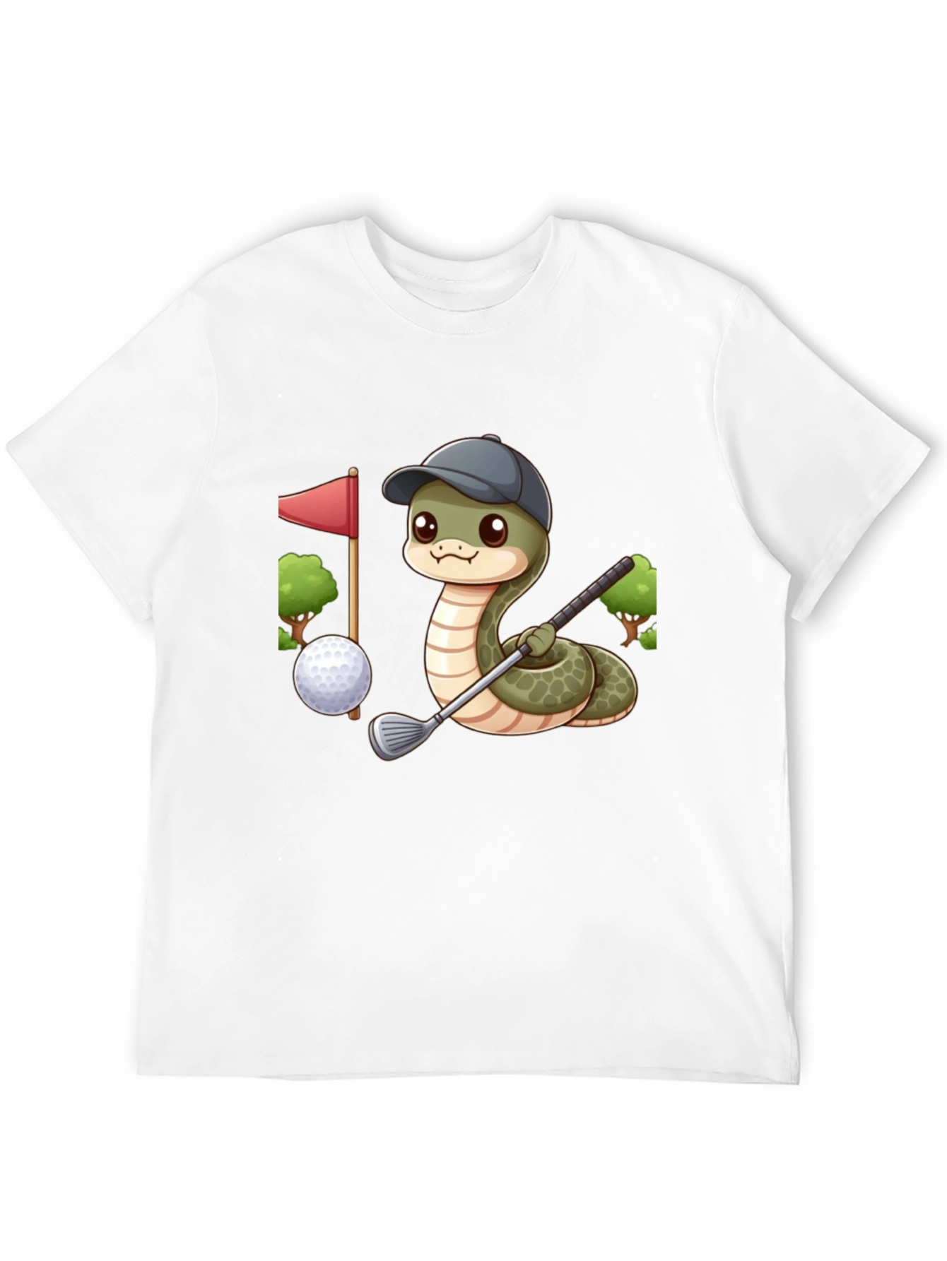 Golfing Snake T-Shirt - Playful Cartoon Design