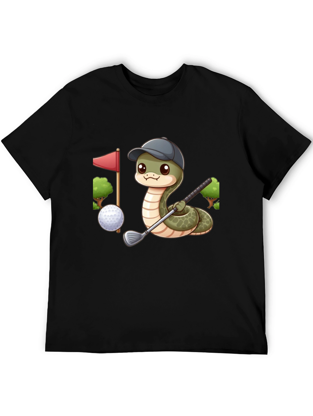 Golfing Snake T-Shirt - Playful Cartoon Design