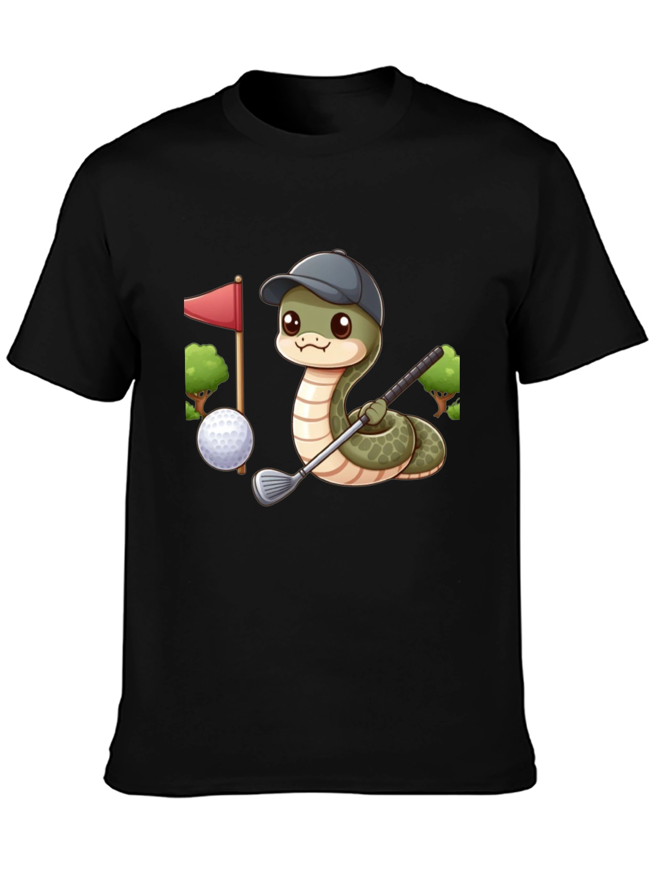 Golfing Snake T-Shirt - Playful Cartoon Design
