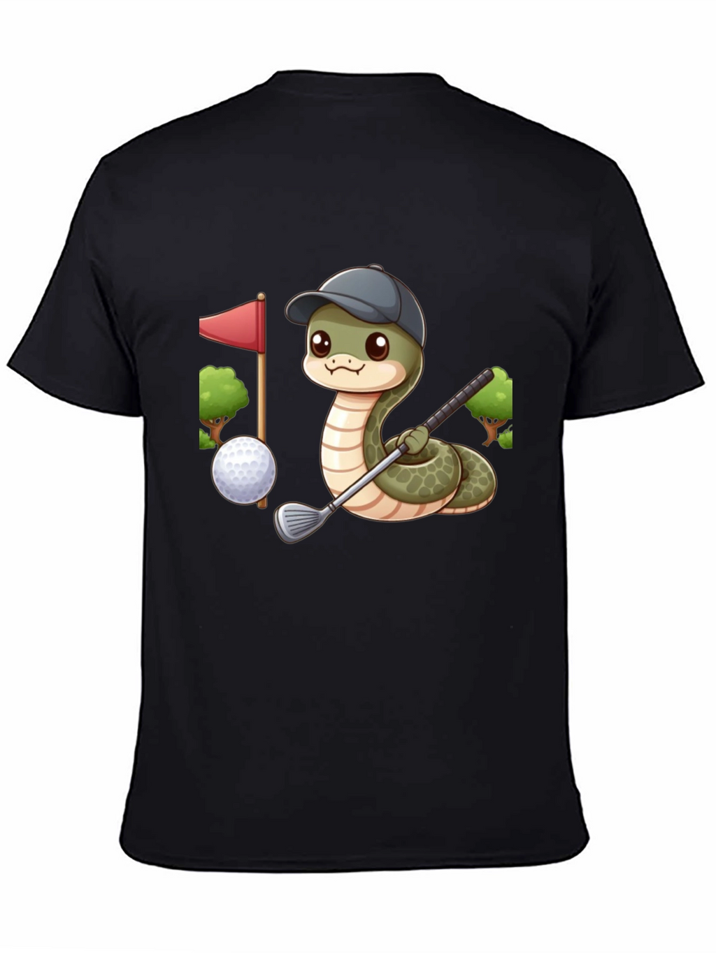 Golfing Snake T-Shirt - Playful Cartoon Design