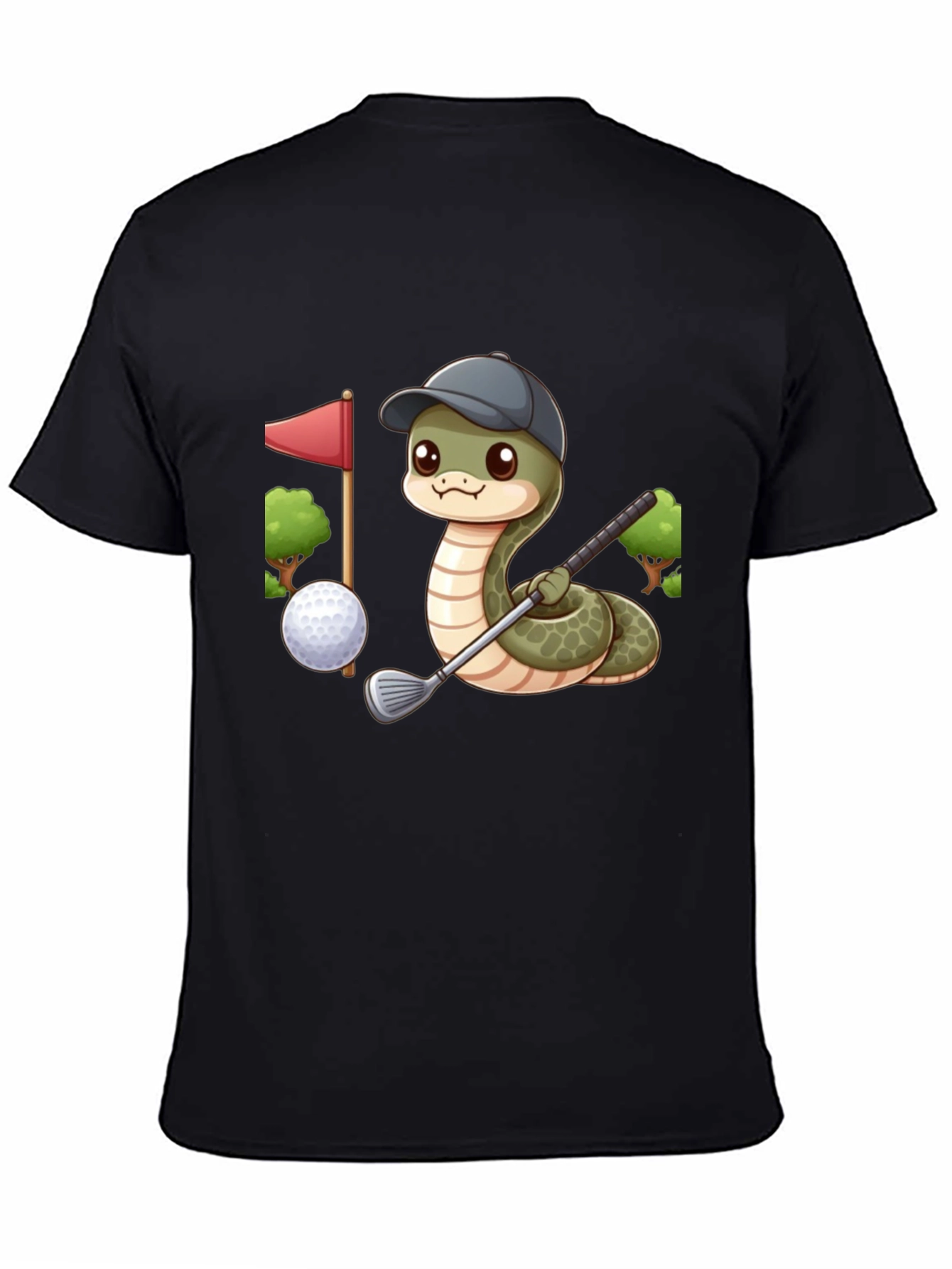 Golfing Snake T-Shirt - Playful Cartoon Design
