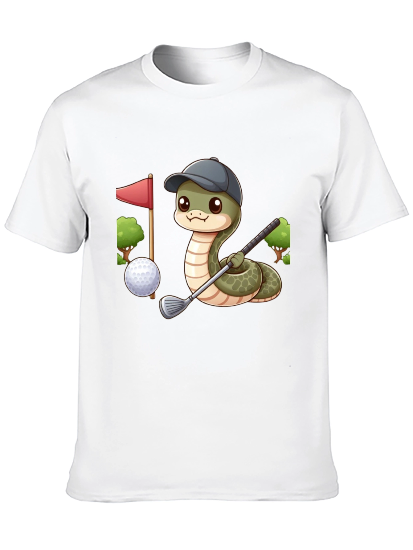 Golfing Snake T-Shirt - Playful Cartoon Design