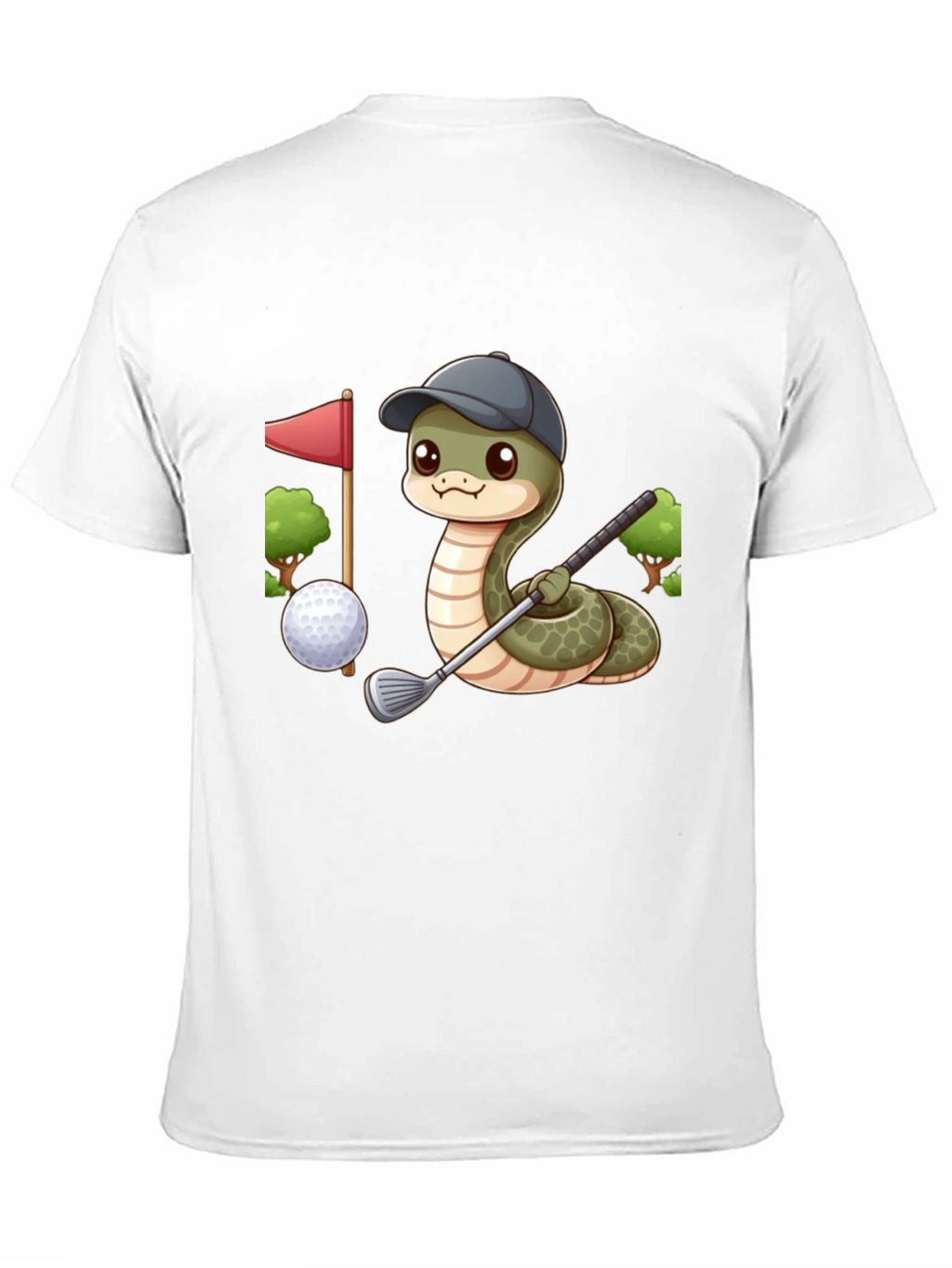 Golfing Snake T-Shirt - Playful Cartoon Design