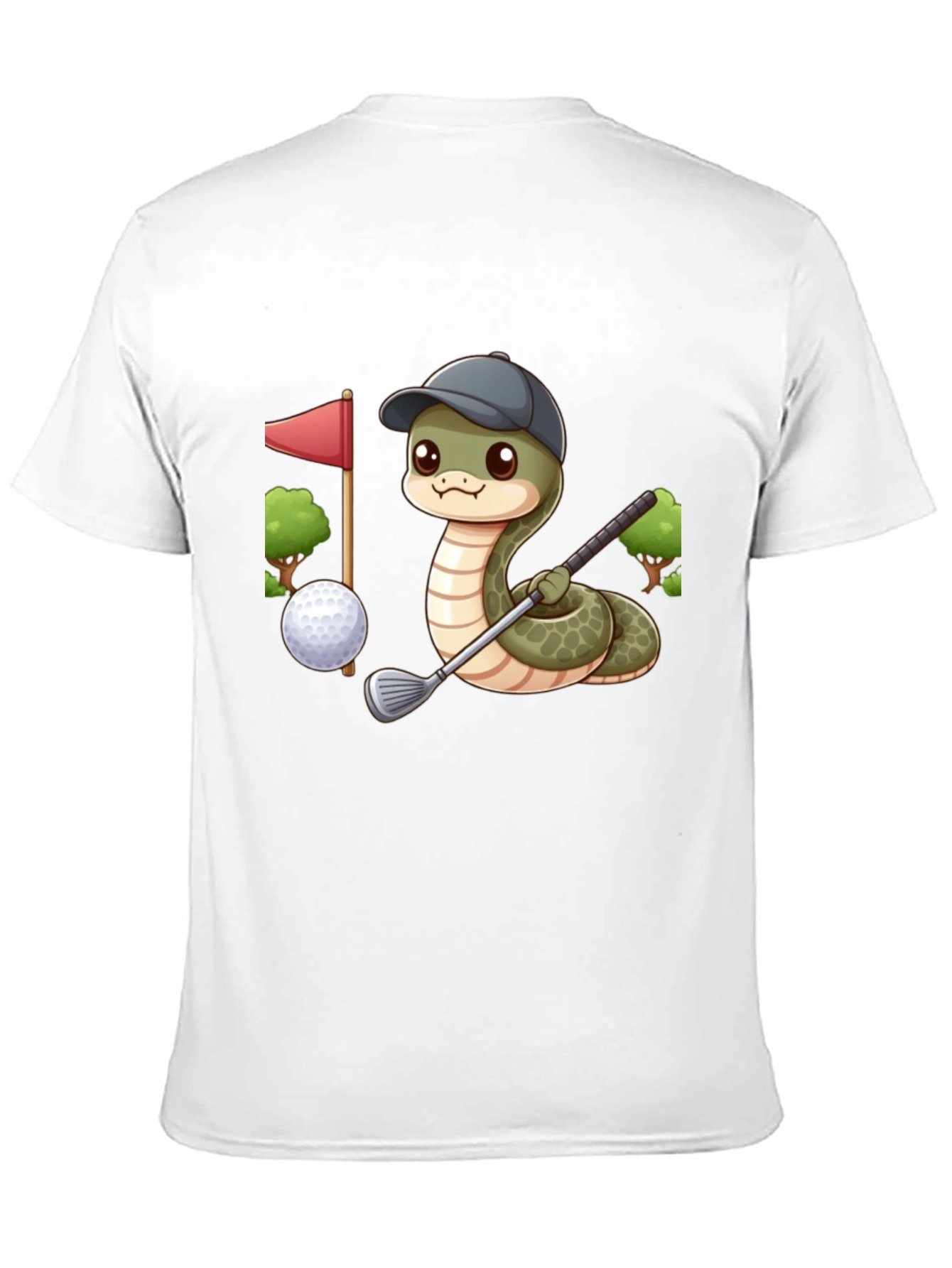 Golfing Snake T-Shirt - Playful Cartoon Design