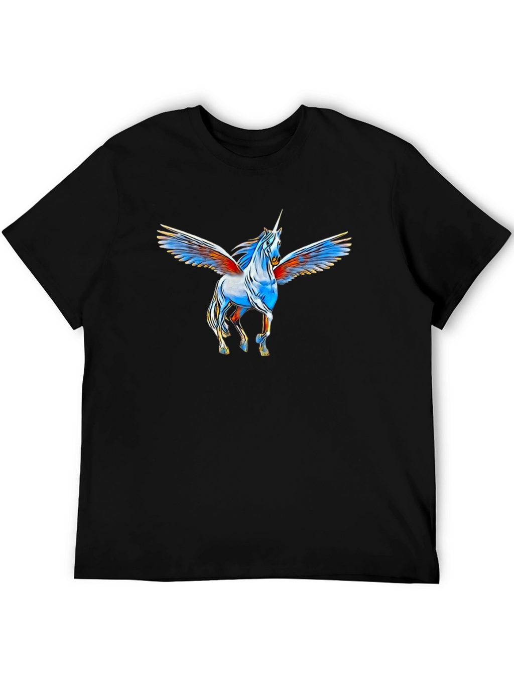 Unicorn Pegasus Graphic Black T-Shirt