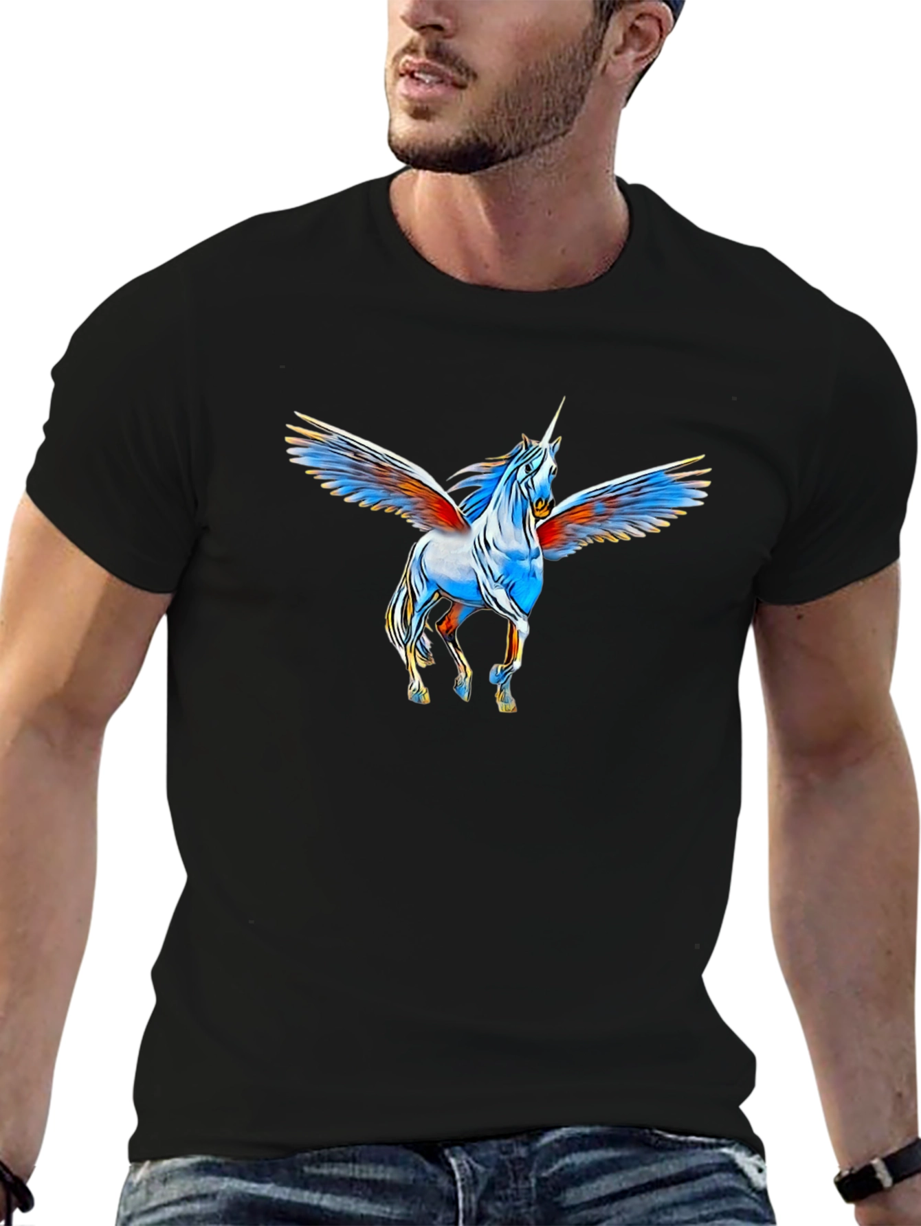 Unicorn Pegasus Graphic Black T-Shirt