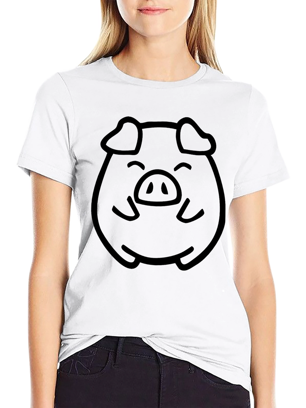 Cute Pig Face Graphic Tee - Unisex Black T-Shirt