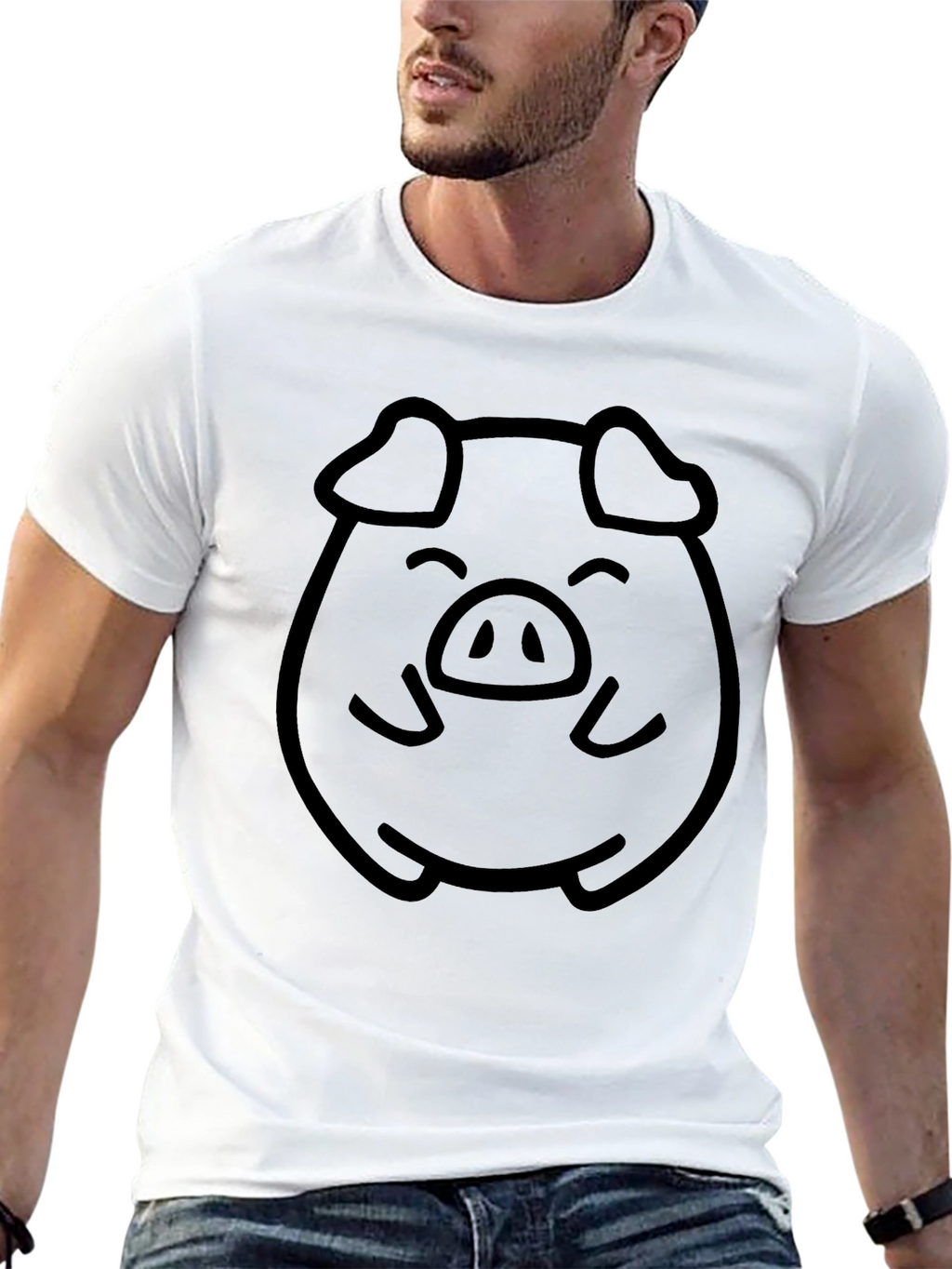 Cute Pig Face Graphic Tee - Unisex Black T-Shirt