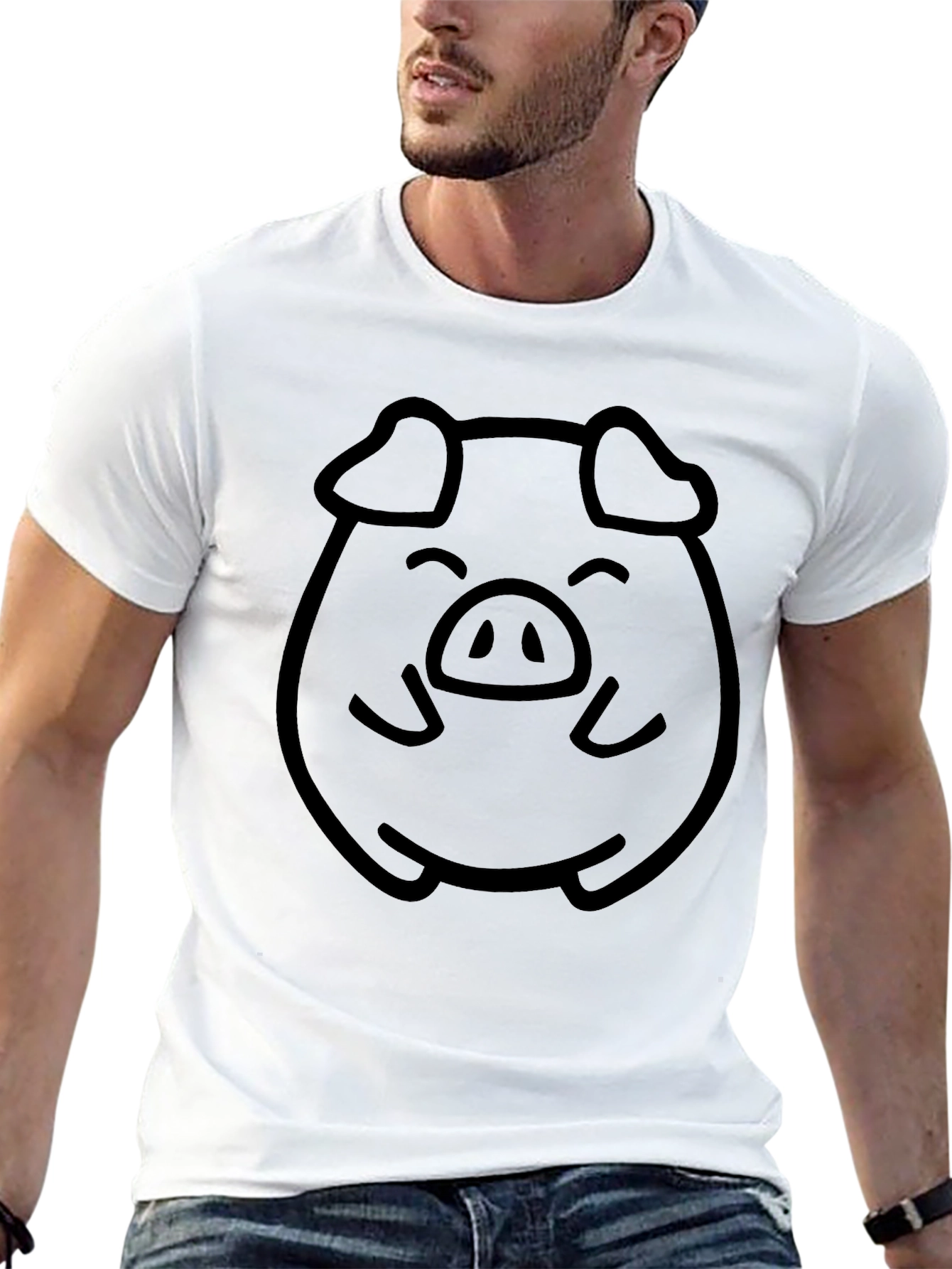 Cute Pig Face Graphic Tee - Unisex Black T-Shirt