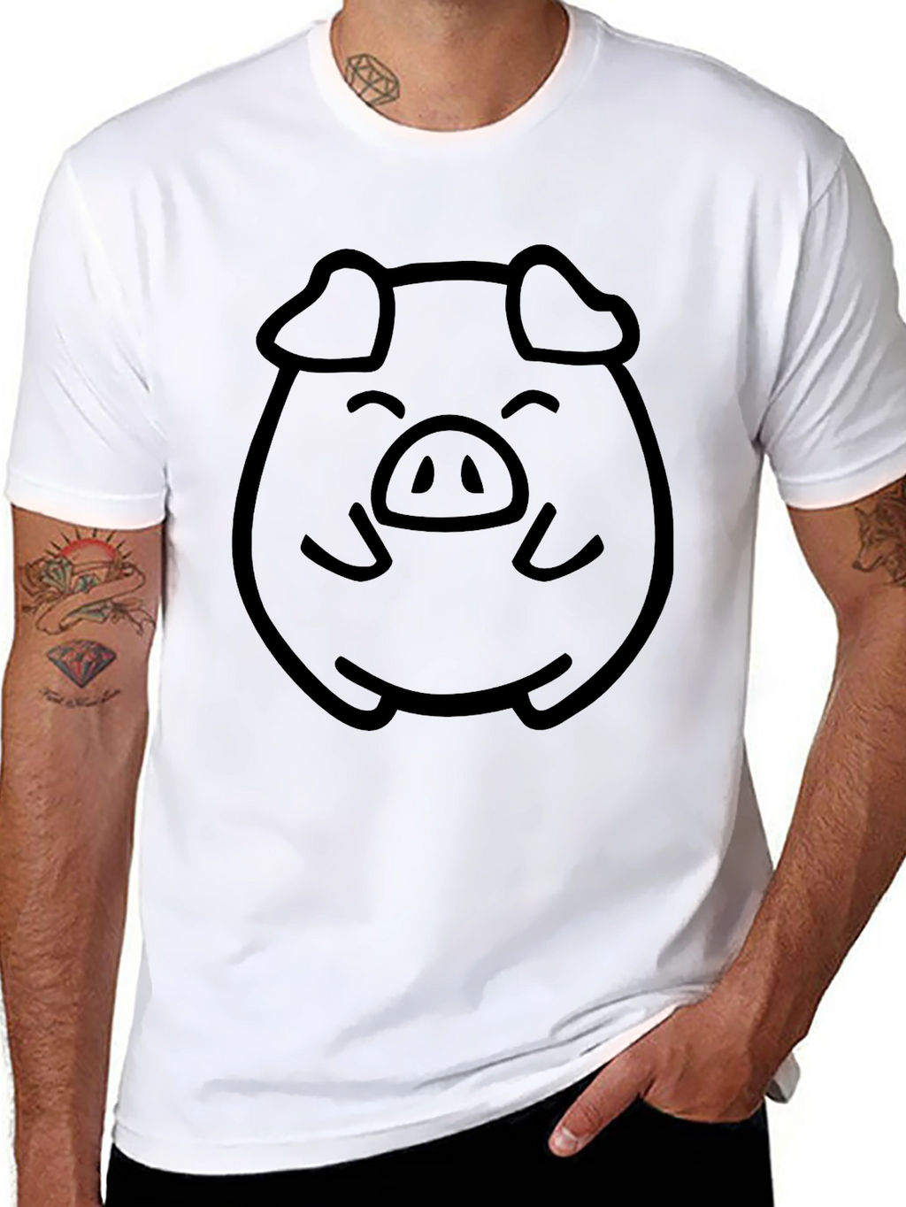 Cute Pig Face Graphic Tee - Unisex Black T-Shirt