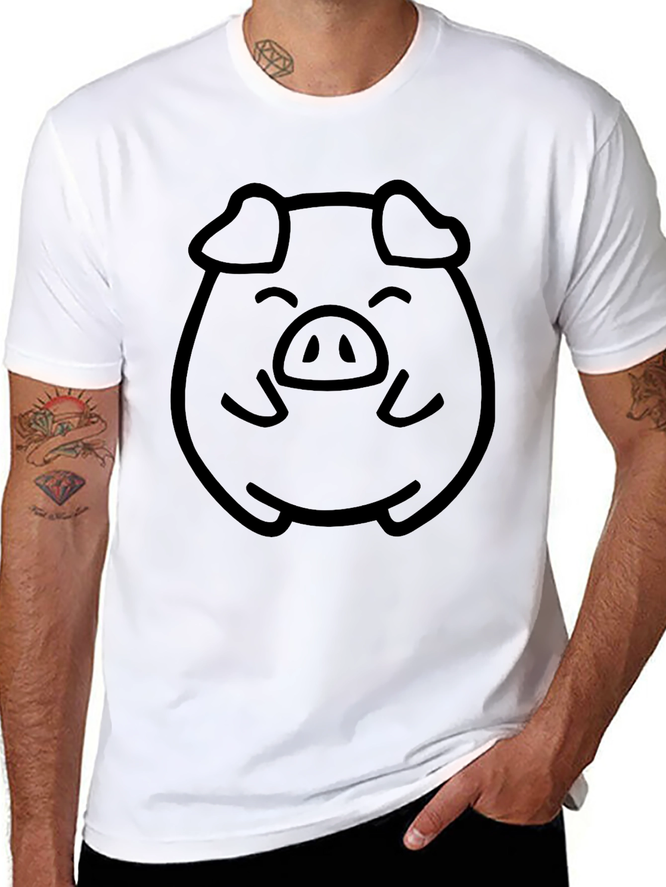 Cute Pig Face Graphic Tee - Unisex Black T-Shirt