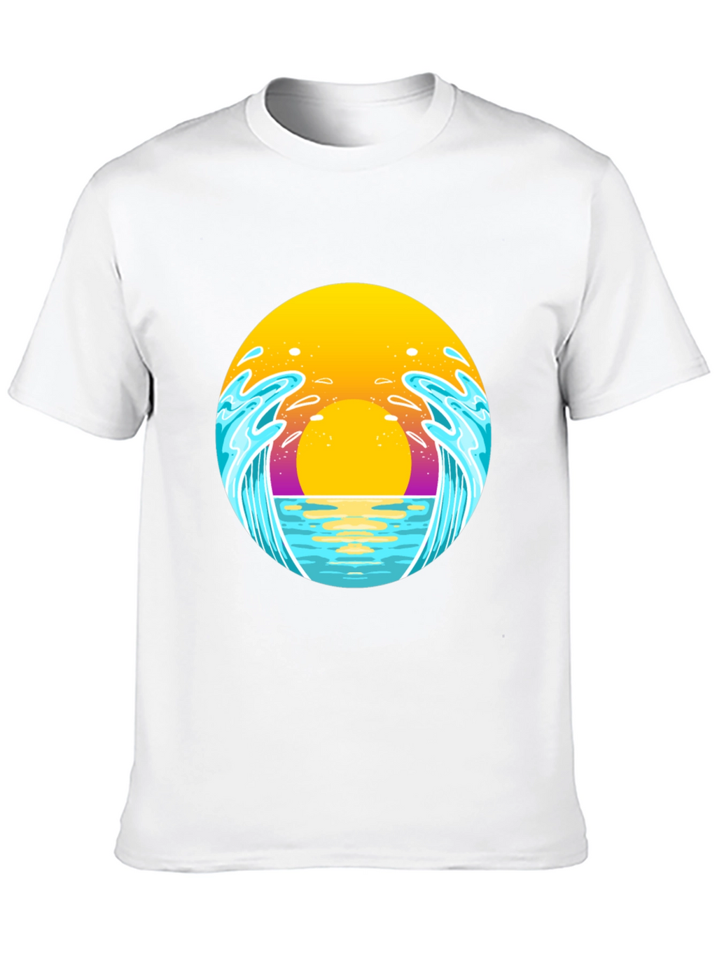 Sunset Waves Graphic Tee - Black Cotton T-Shirt