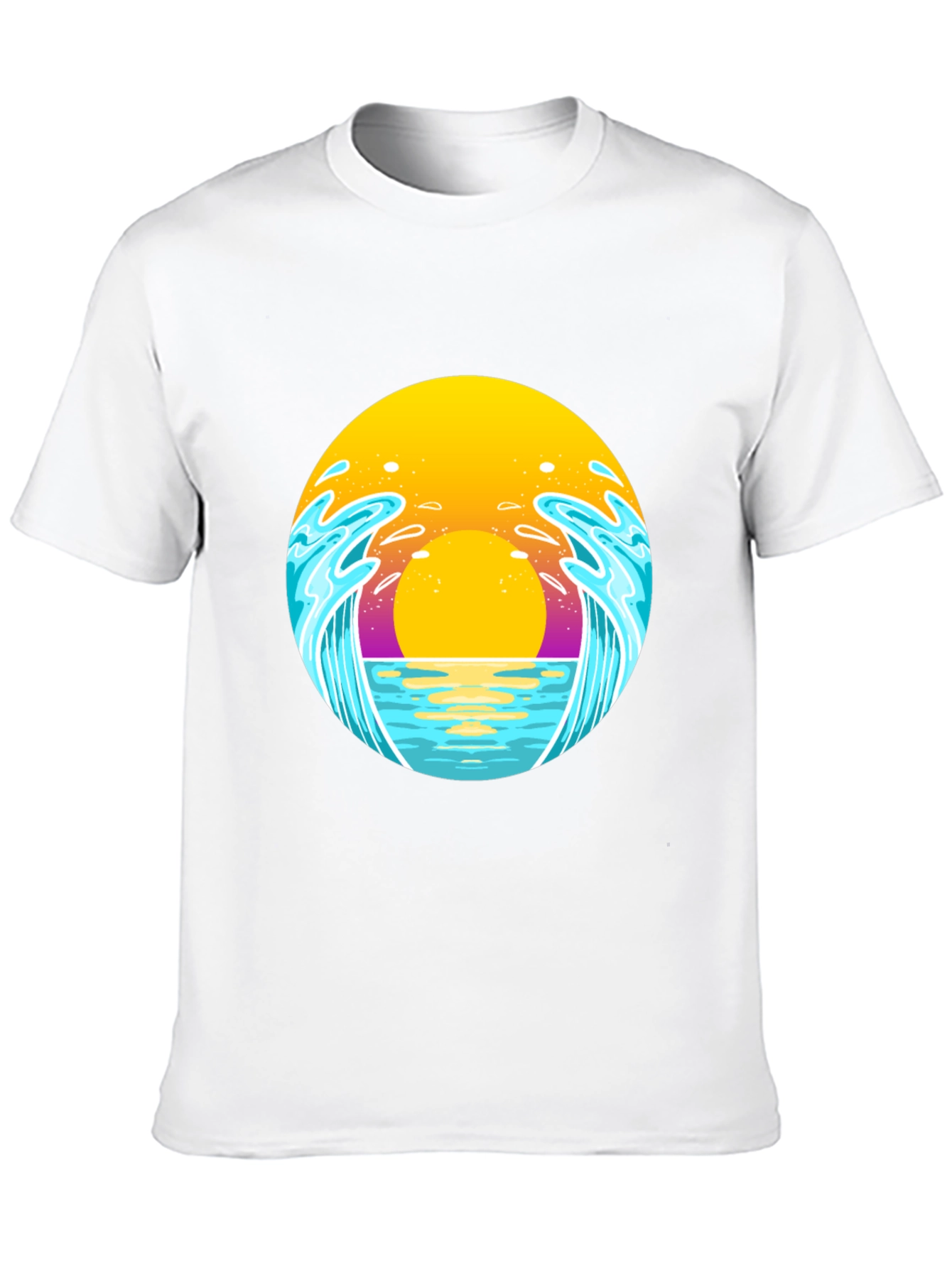 Sunset Waves Graphic Tee - Black Cotton T-Shirt