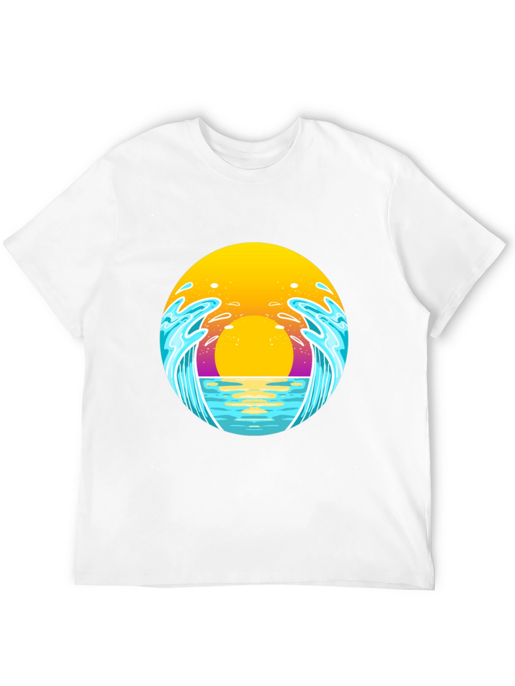 Sunset Waves Graphic Tee - Black Cotton T-Shirt
