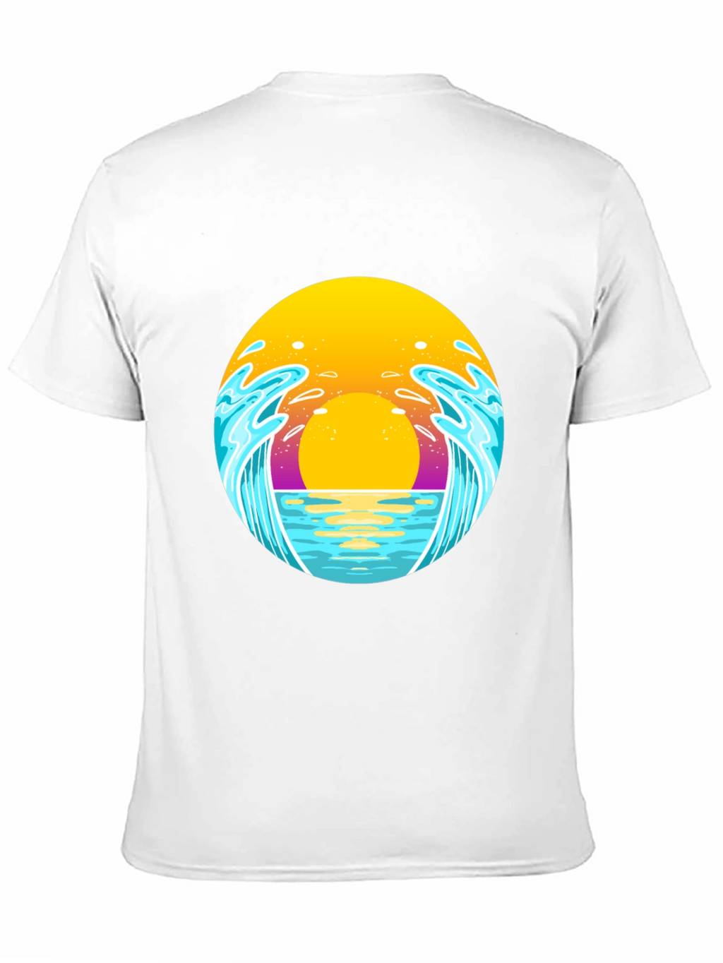 Sunset Waves Graphic Tee - Black Cotton T-Shirt