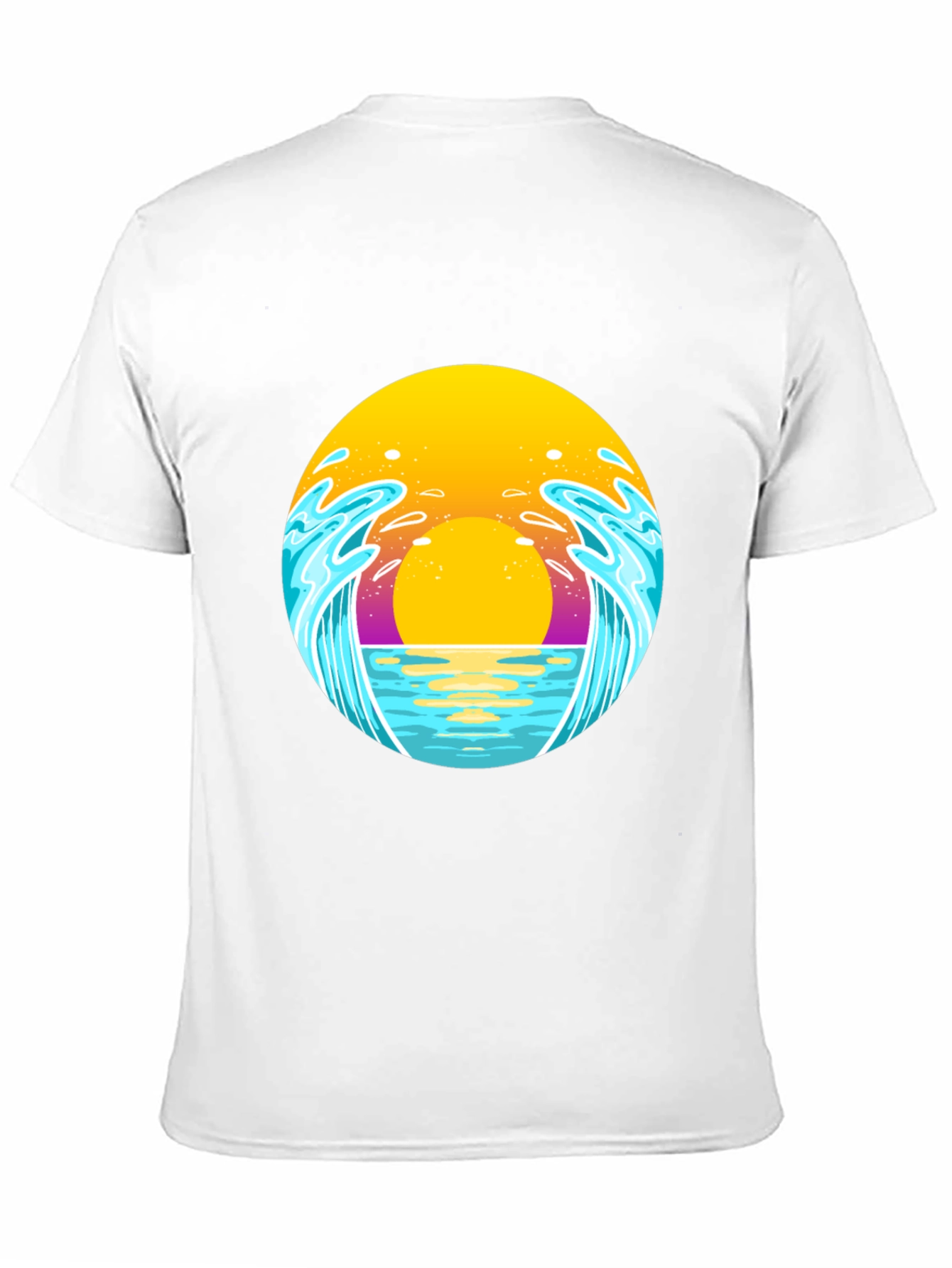Sunset Waves Graphic Tee - Black Cotton T-Shirt