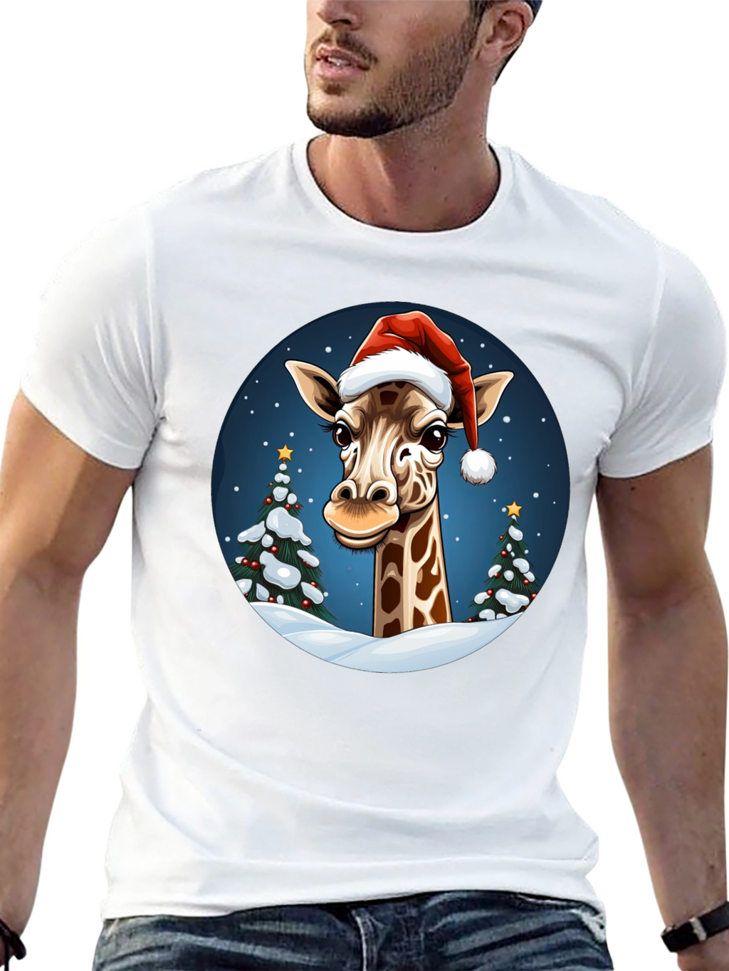 Festive Giraffe Christmas T-Shirt