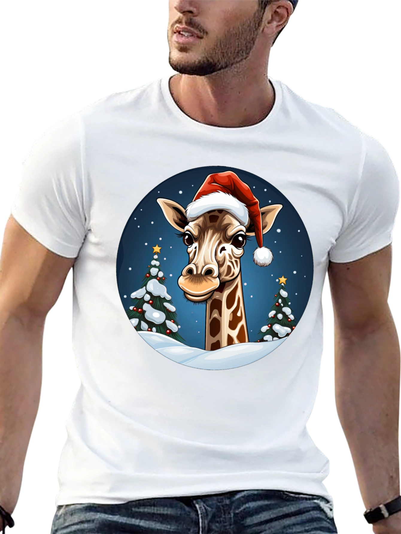 Festive Giraffe Christmas T-Shirt