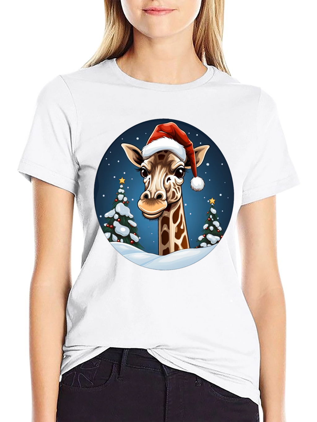Festive Giraffe Christmas T-Shirt