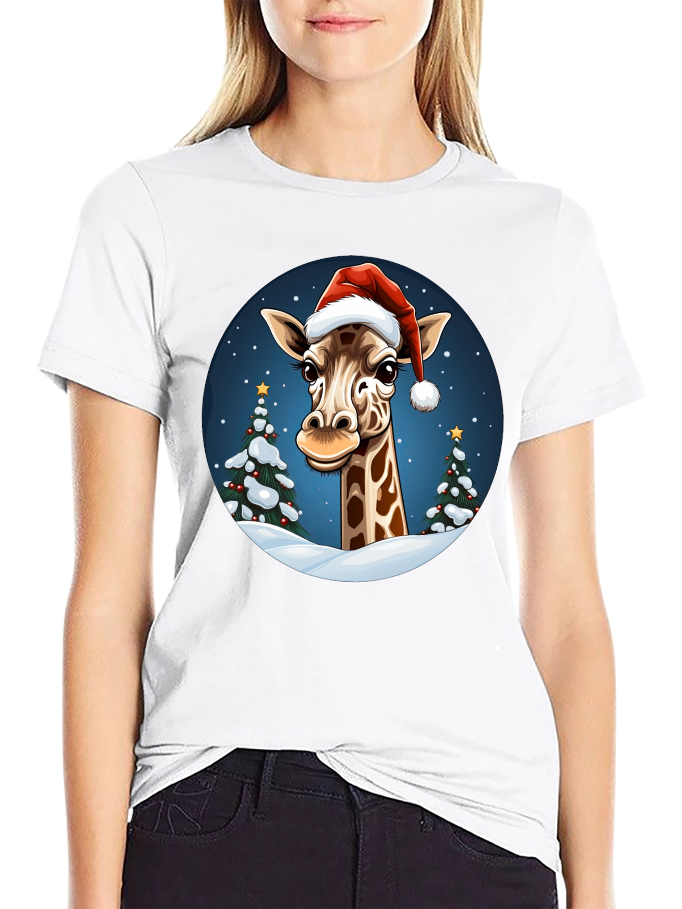 Festive Giraffe Christmas T-Shirt