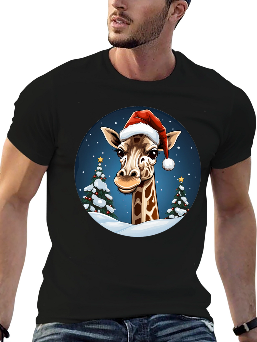 Festive Giraffe Christmas T-Shirt