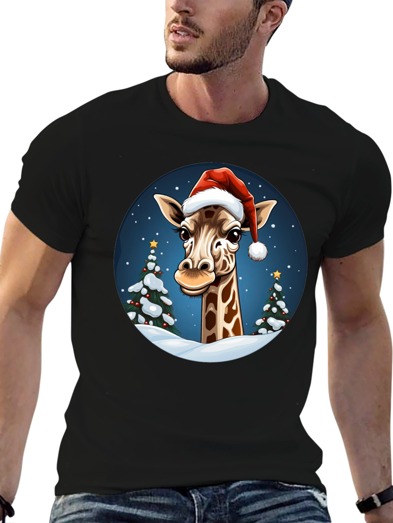 Festive Giraffe Christmas T-Shirt