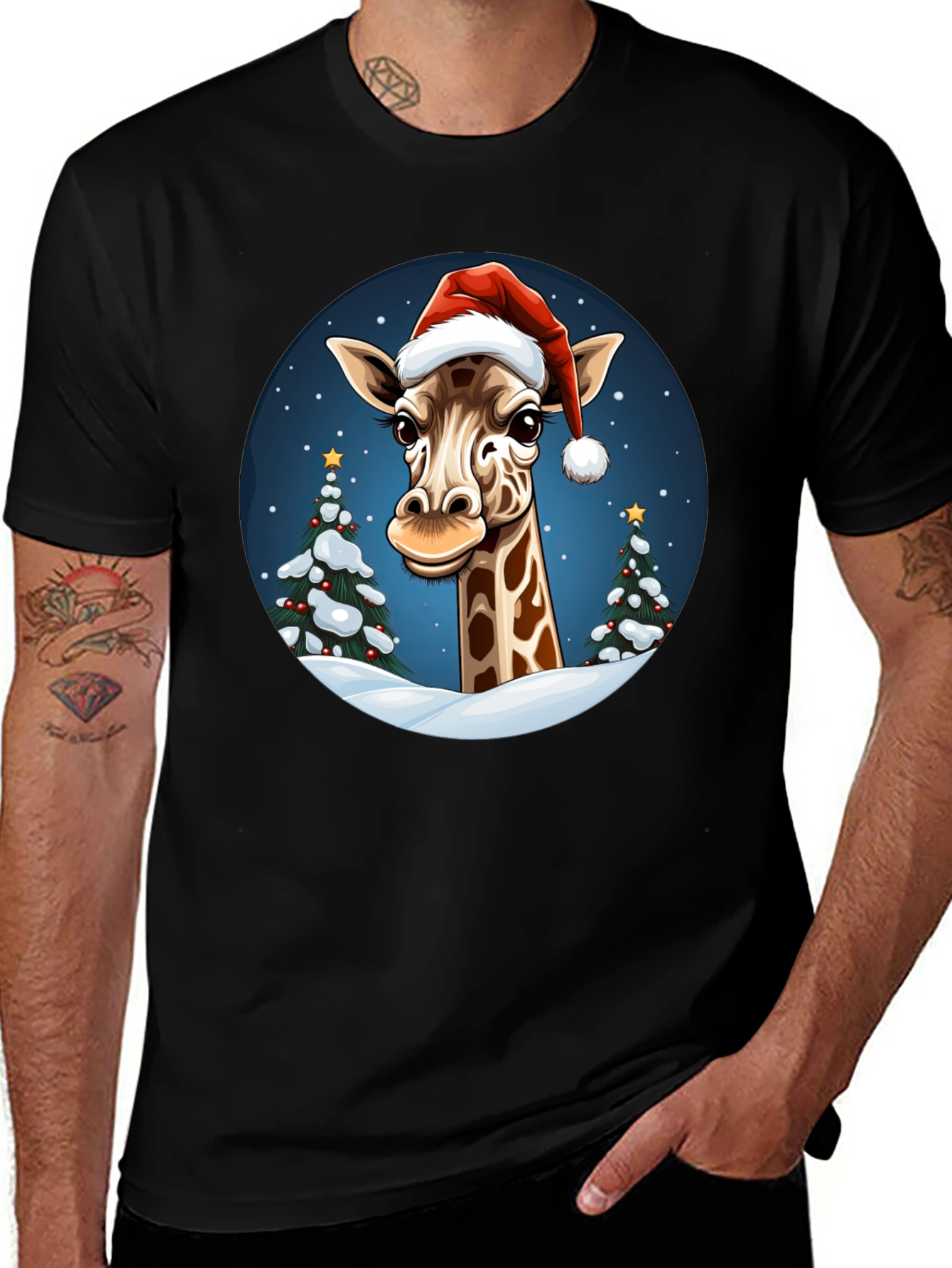 Festive Giraffe Christmas T-Shirt