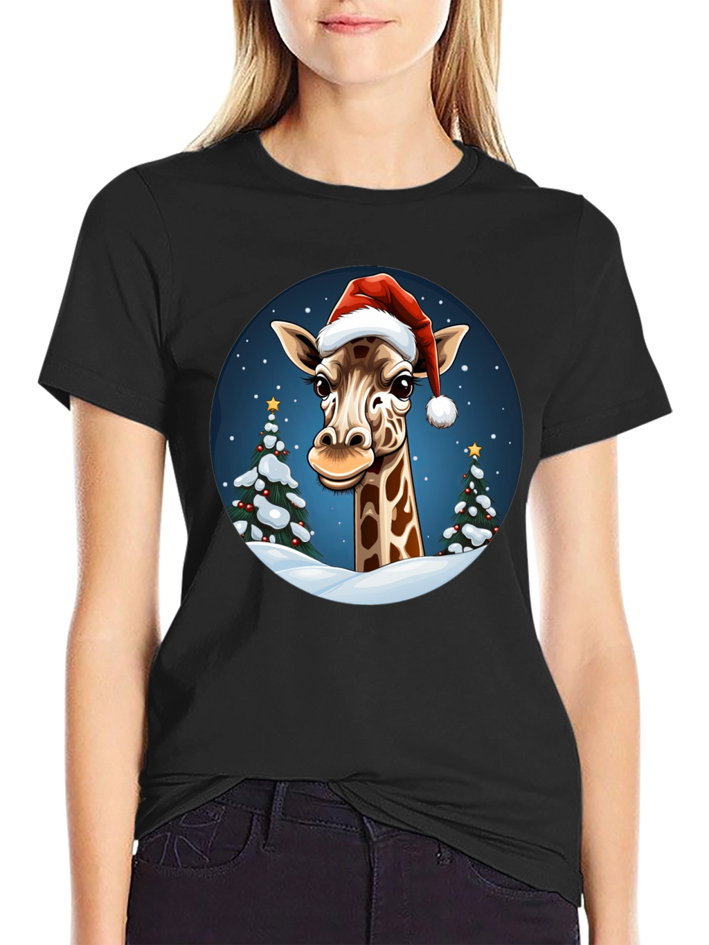 Festive Giraffe Christmas T-Shirt