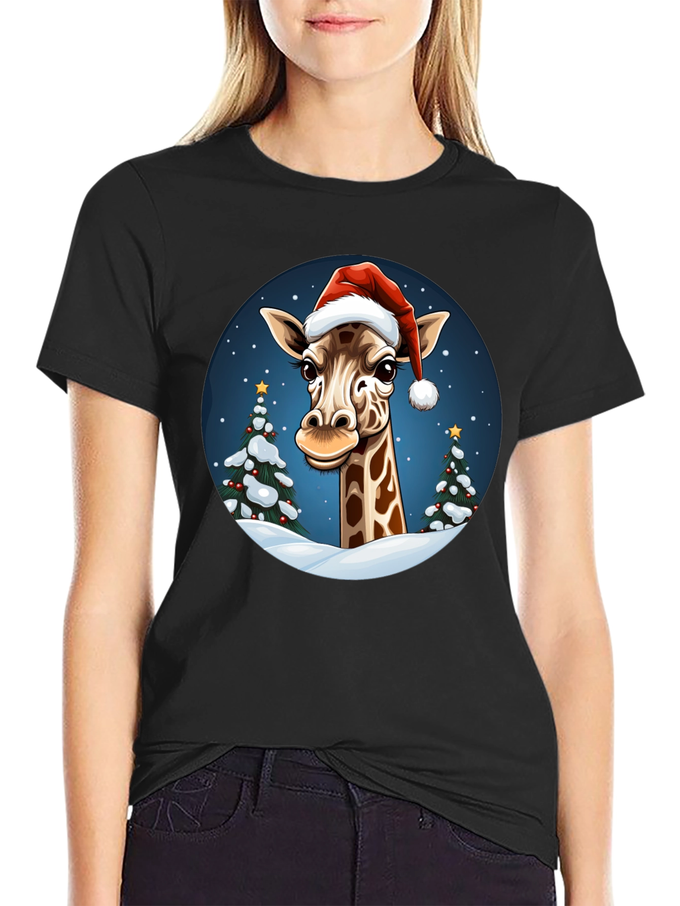 Festive Giraffe Christmas T-Shirt