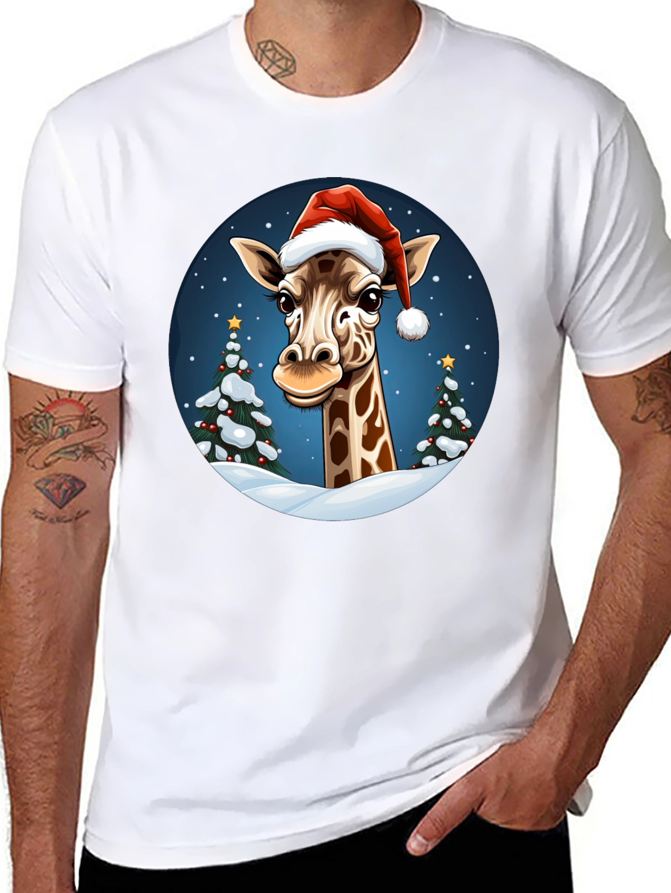Festive Giraffe Christmas T-Shirt