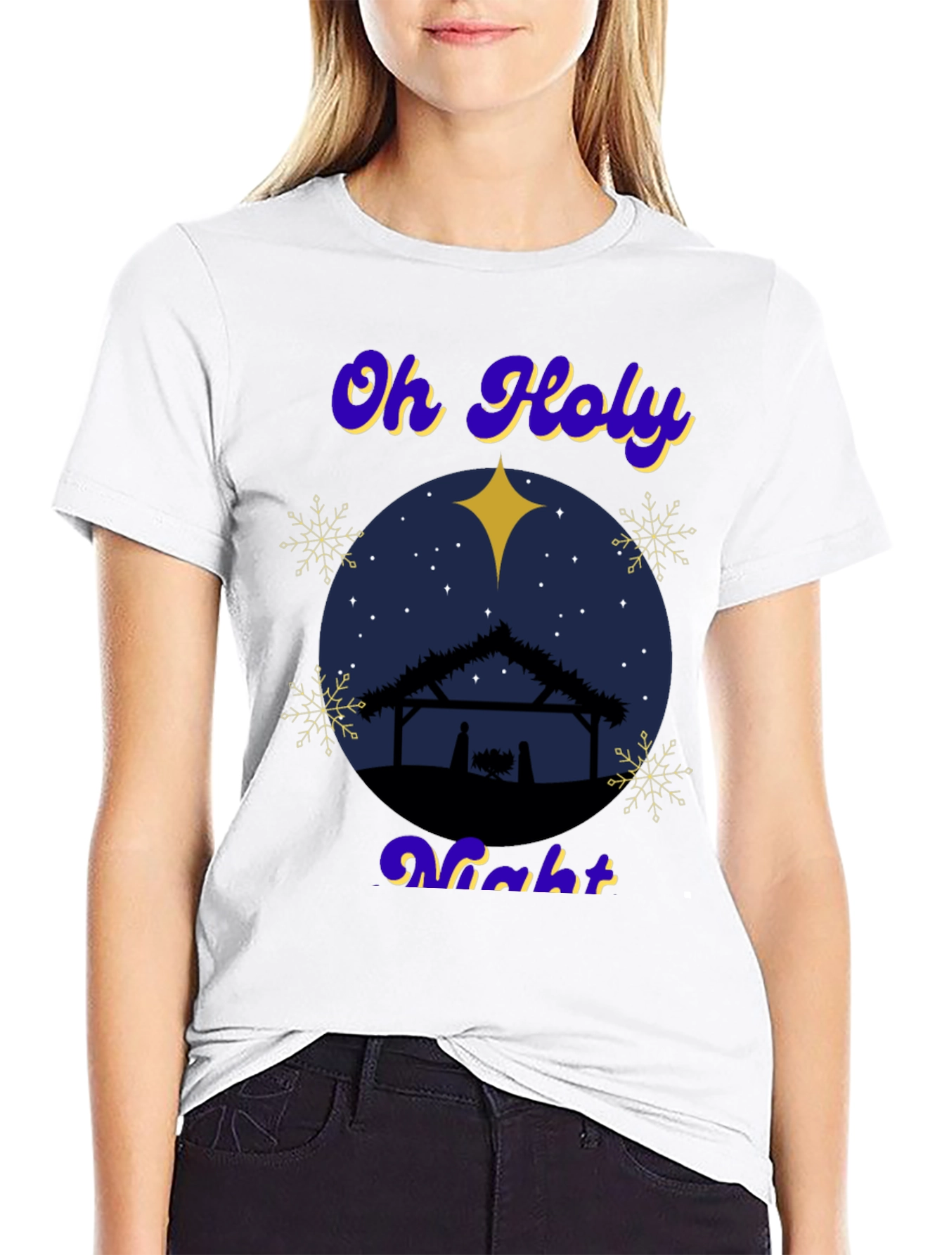 Oh Holy Night Nativity Scene Christmas T-Shirt
