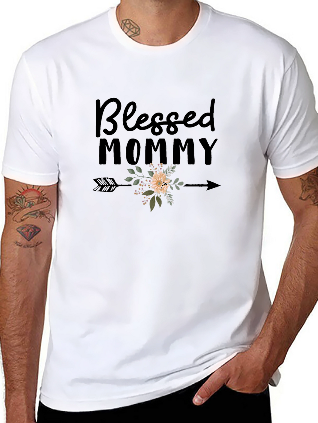 Blessed Mommy Graphic Tee - Black