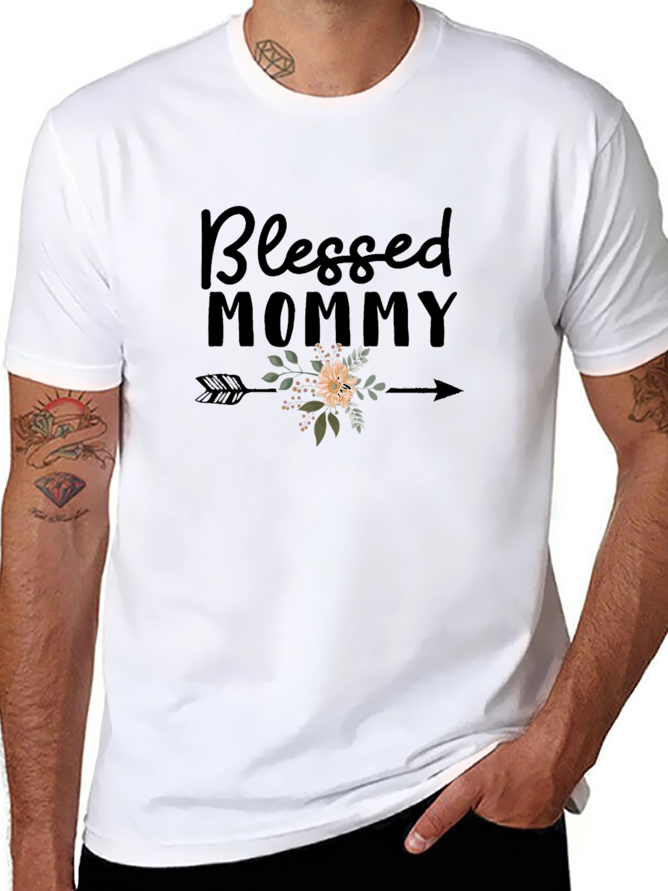 Blessed Mommy Graphic Tee - Black