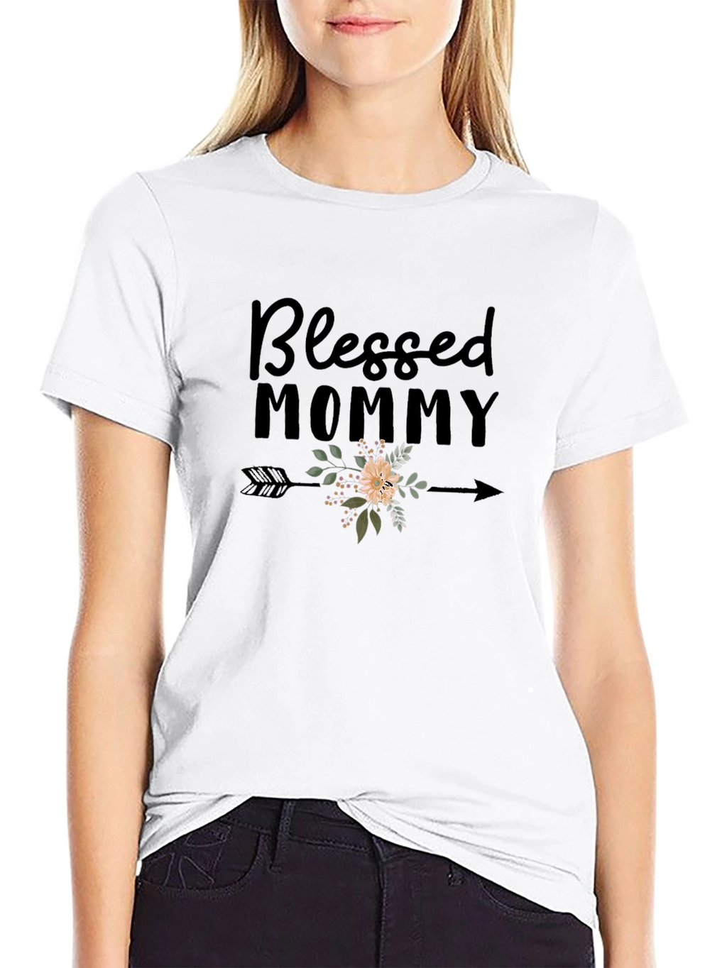 Blessed Mommy Graphic Tee - Black