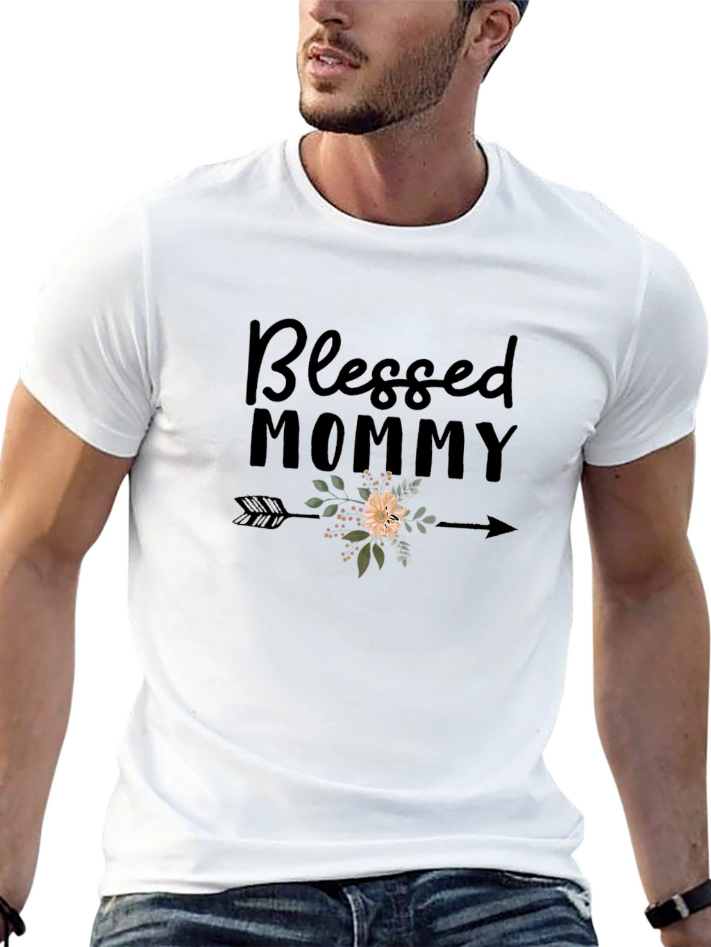 Blessed Mommy Graphic Tee - Black