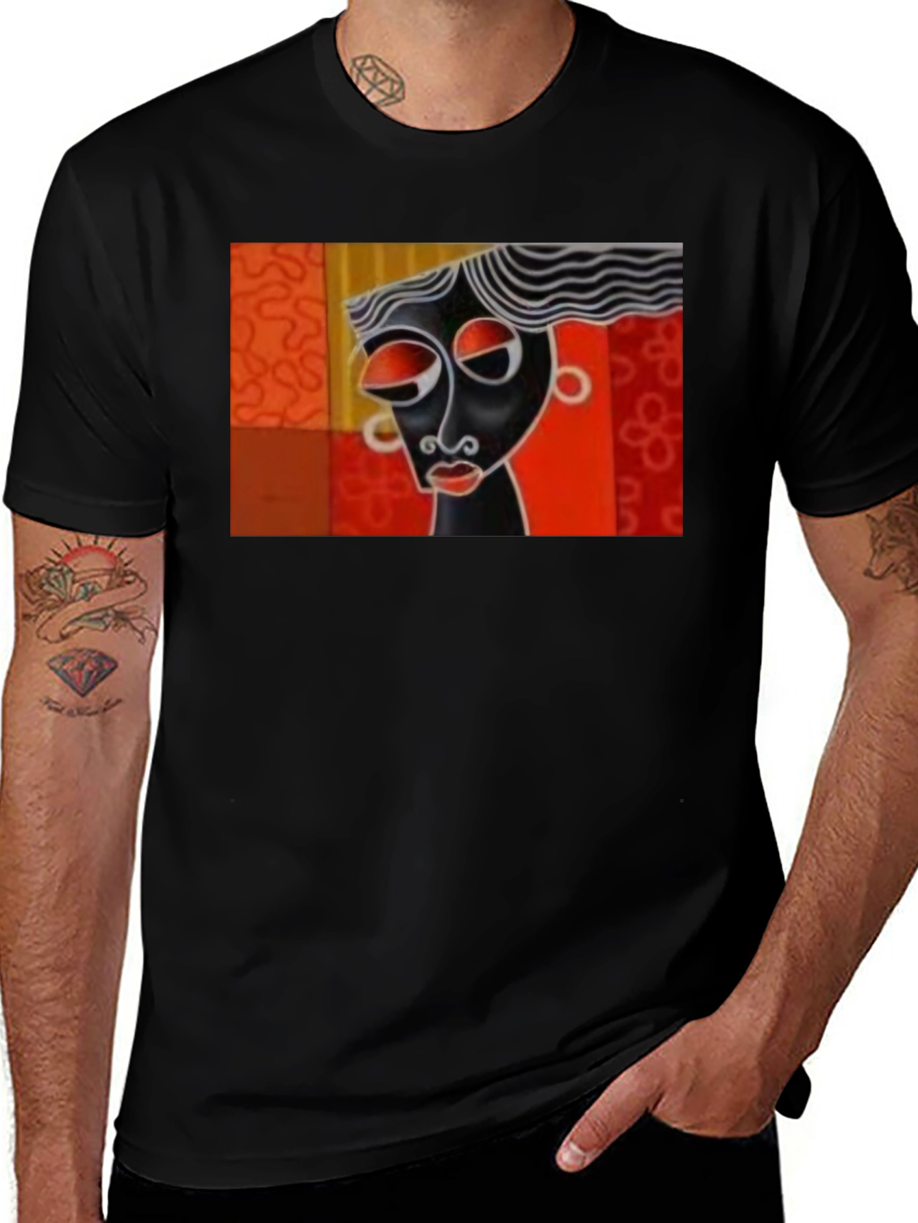 Abstract Art Graphic Tee - Black