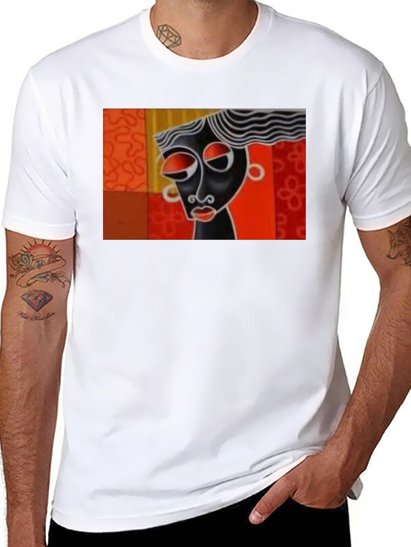 Abstract Art Graphic Tee - Black