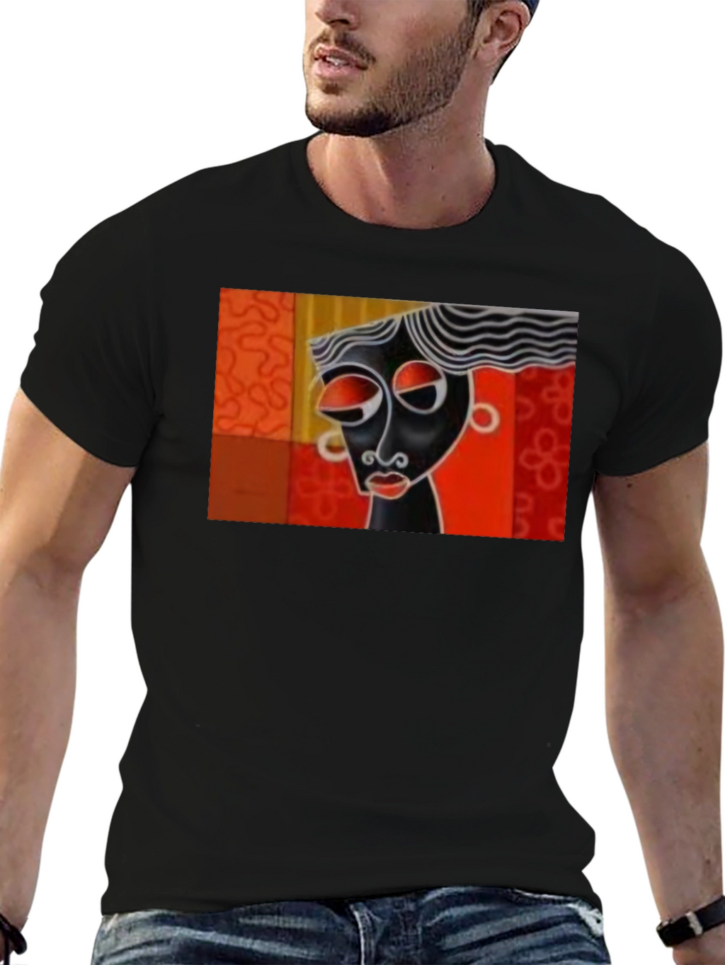 Abstract Art Graphic Tee - Black