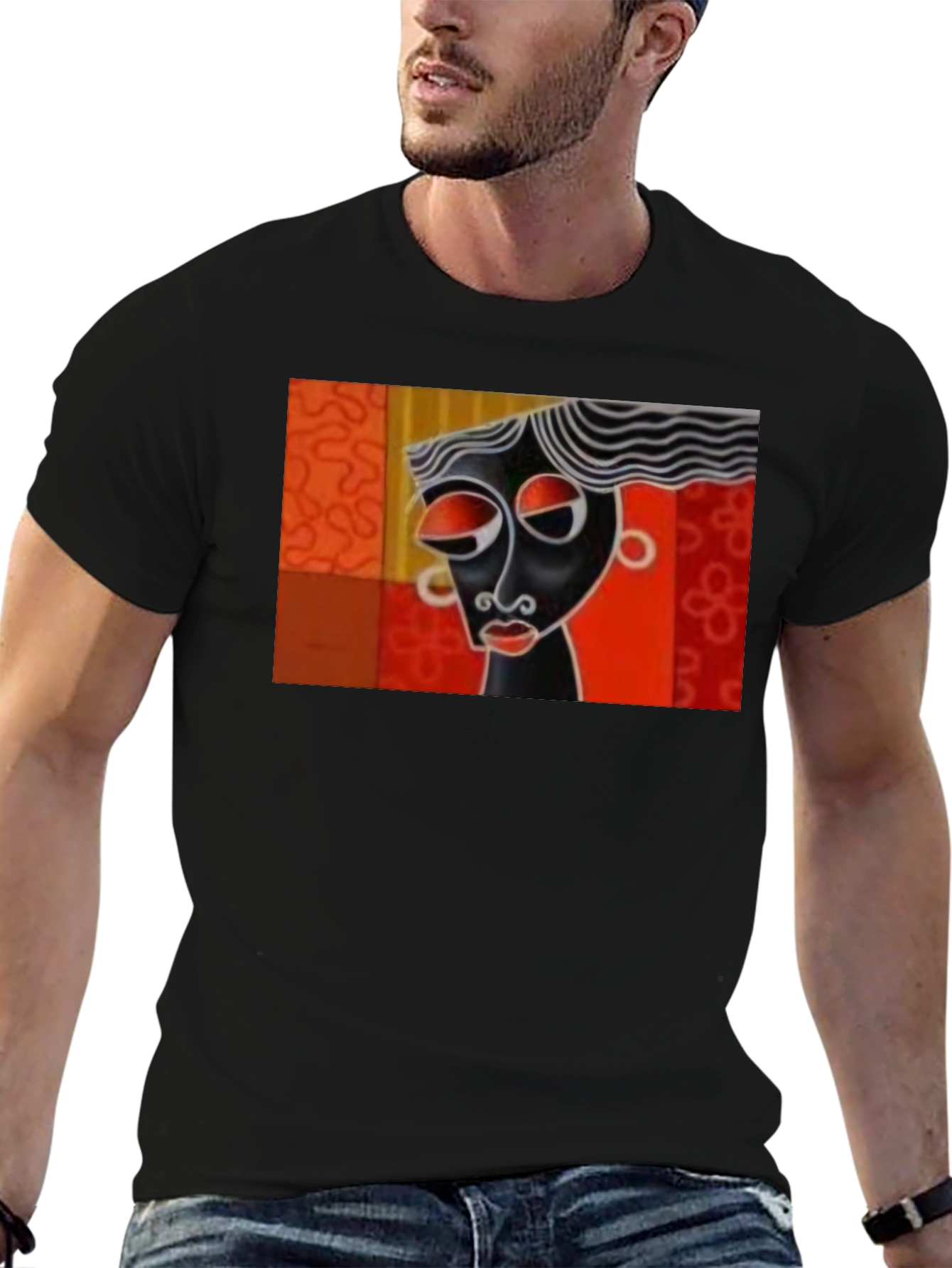 Abstract Art Graphic Tee - Black