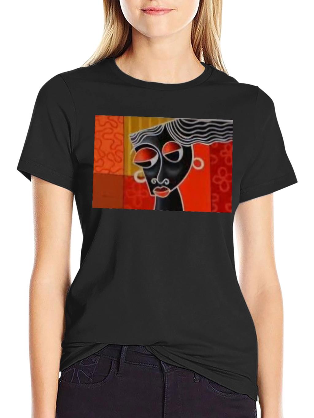 Abstract Art Graphic Tee - Black
